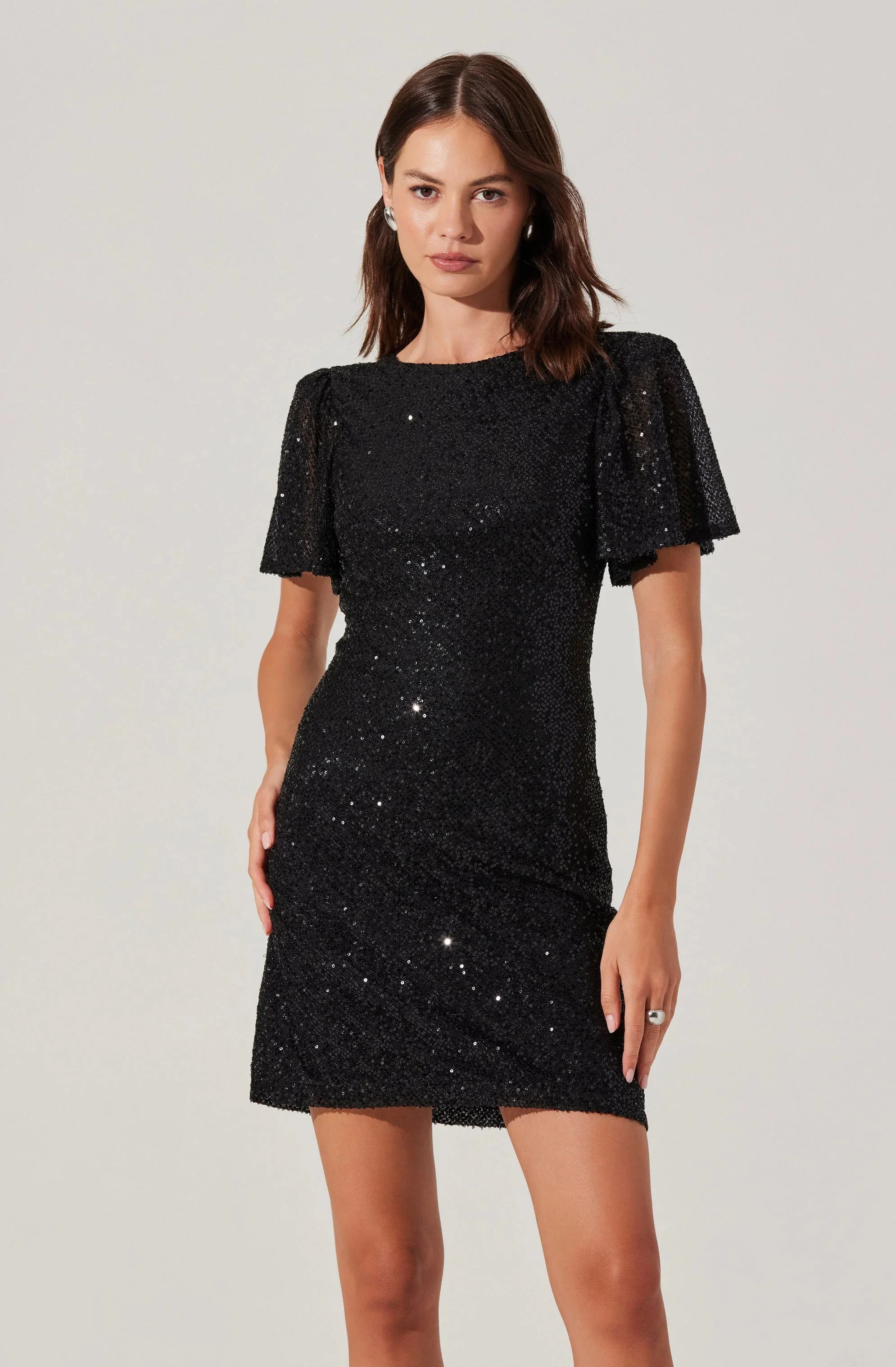 Sequin Flutter Sleeve Mini Dress