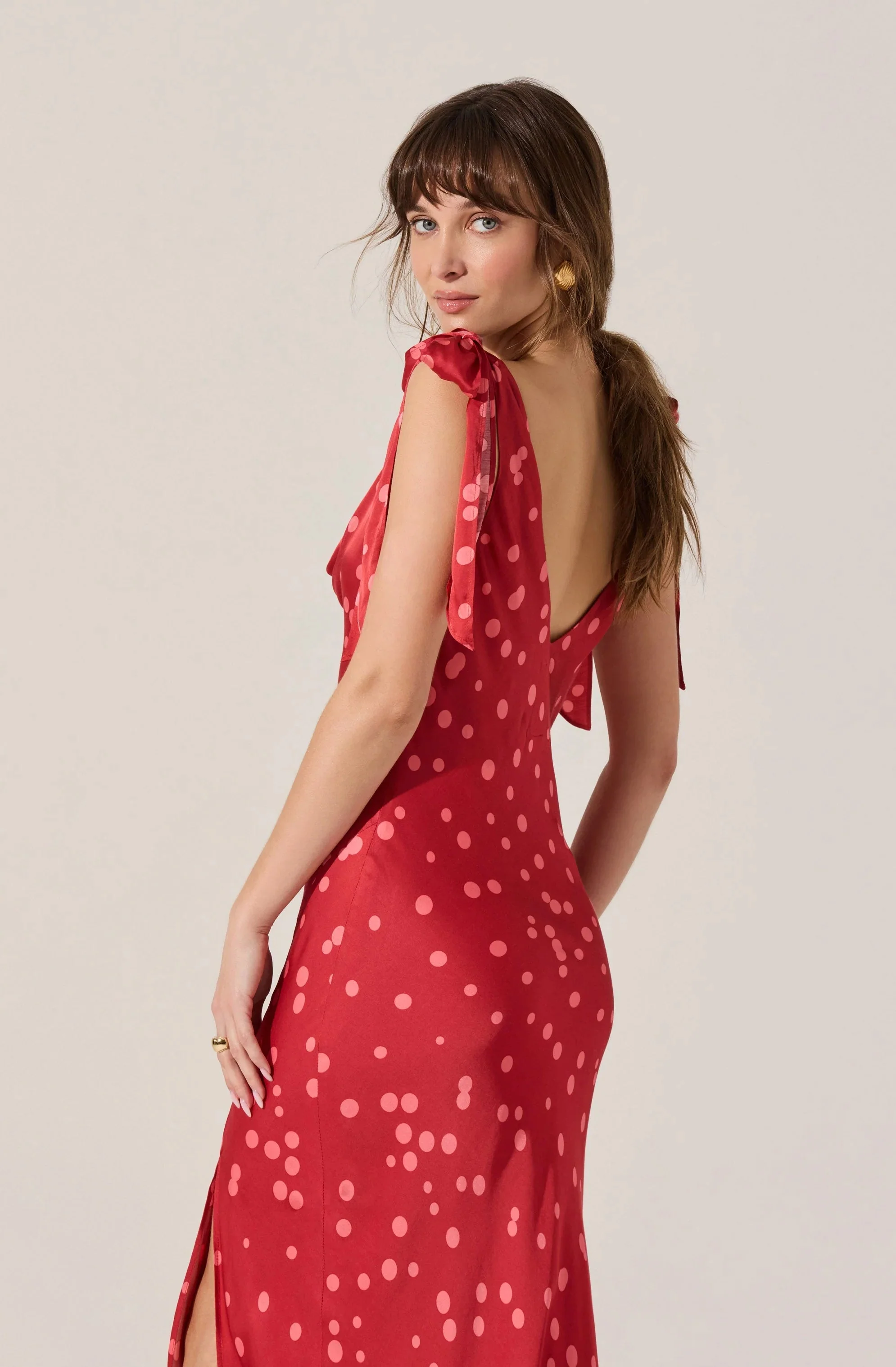 Allexina Satin Cowl Neck Midi Dress