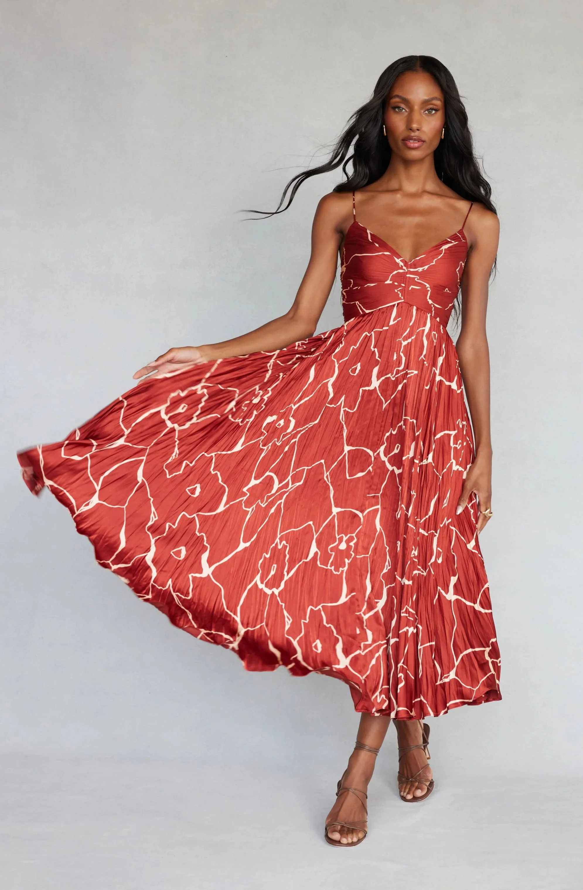 Maeve Printed Pleated Midi Dress