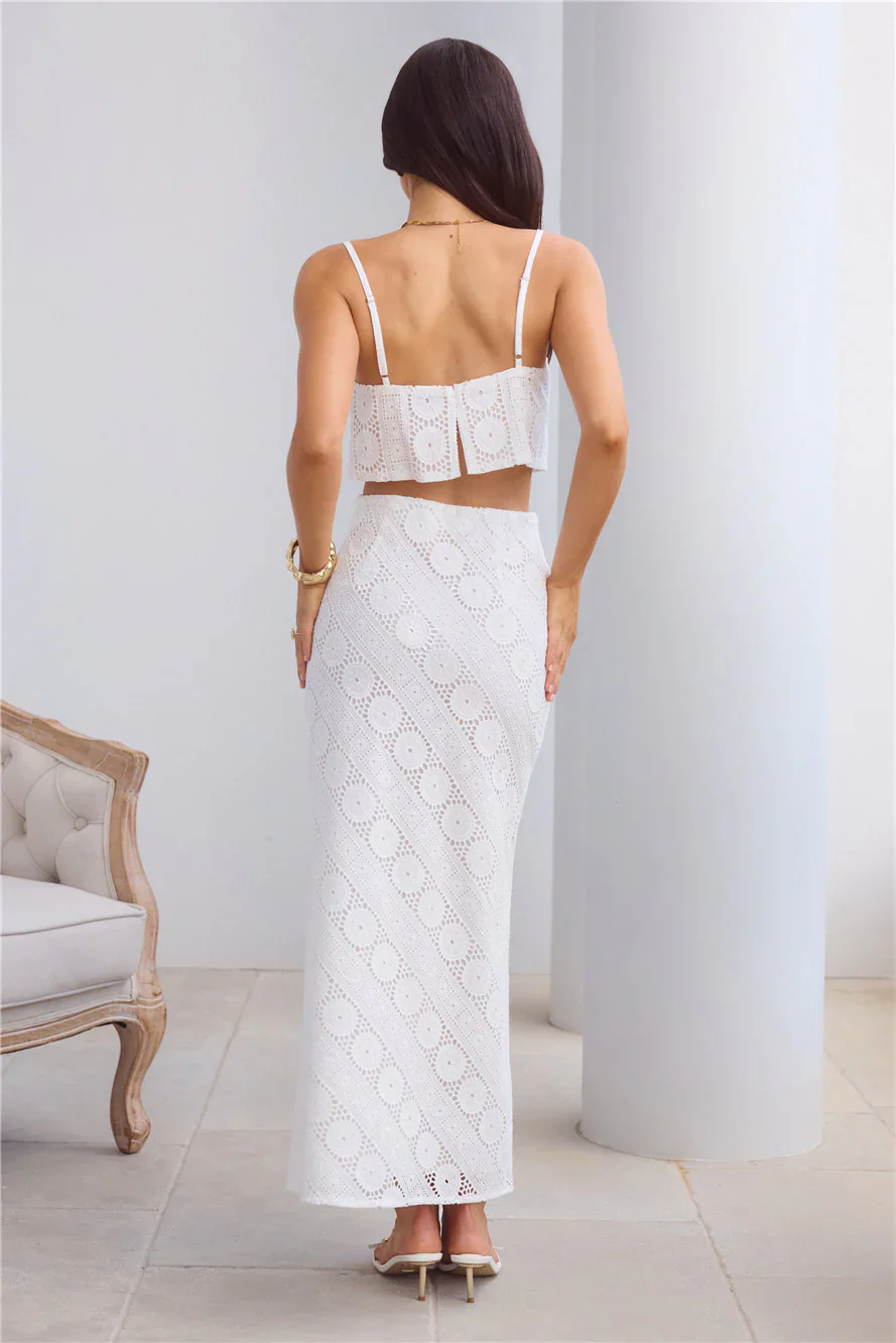 Island Calm Embroidered Crop Top White