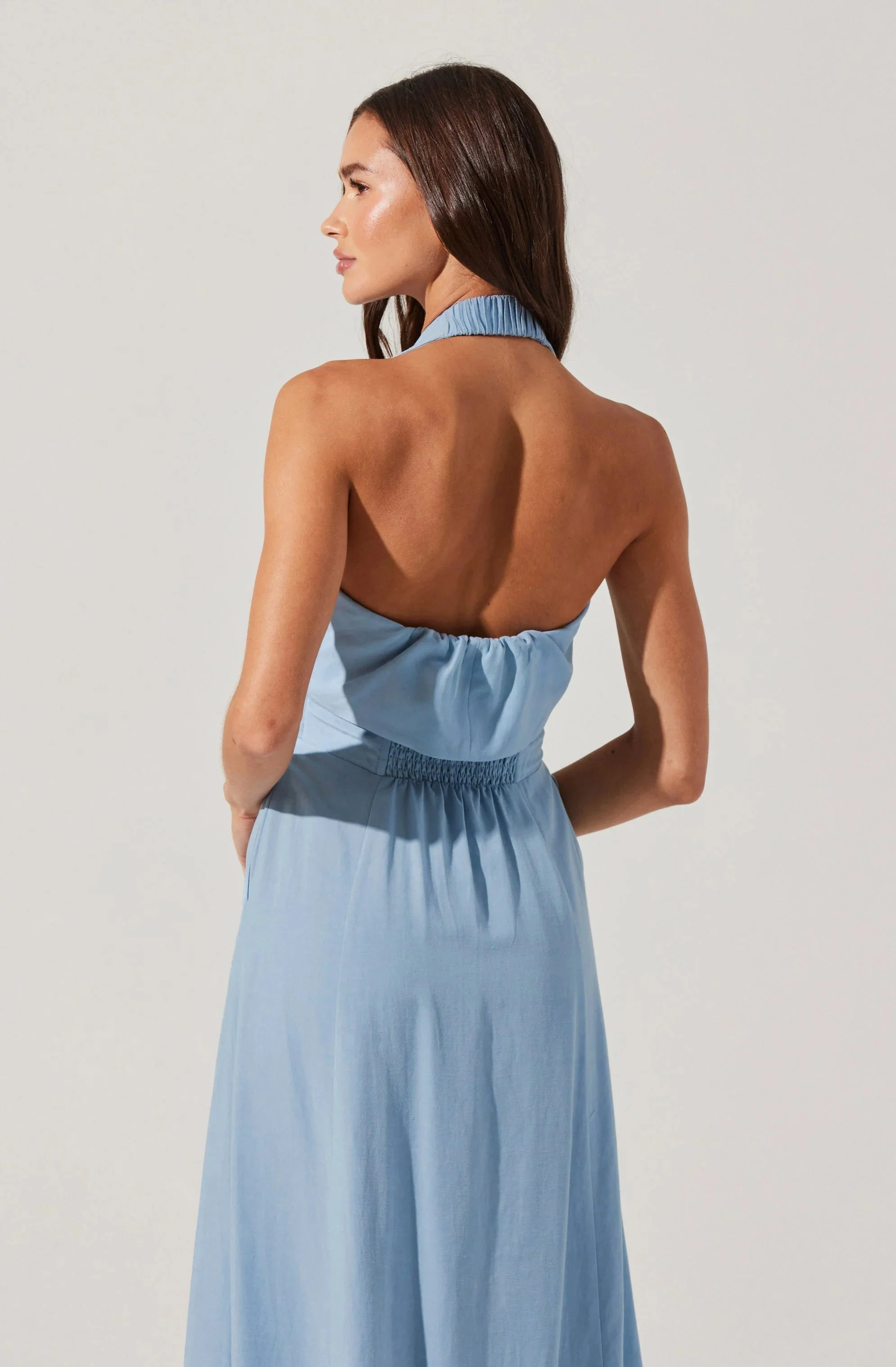Katherine Linen-Blend Halter Dress