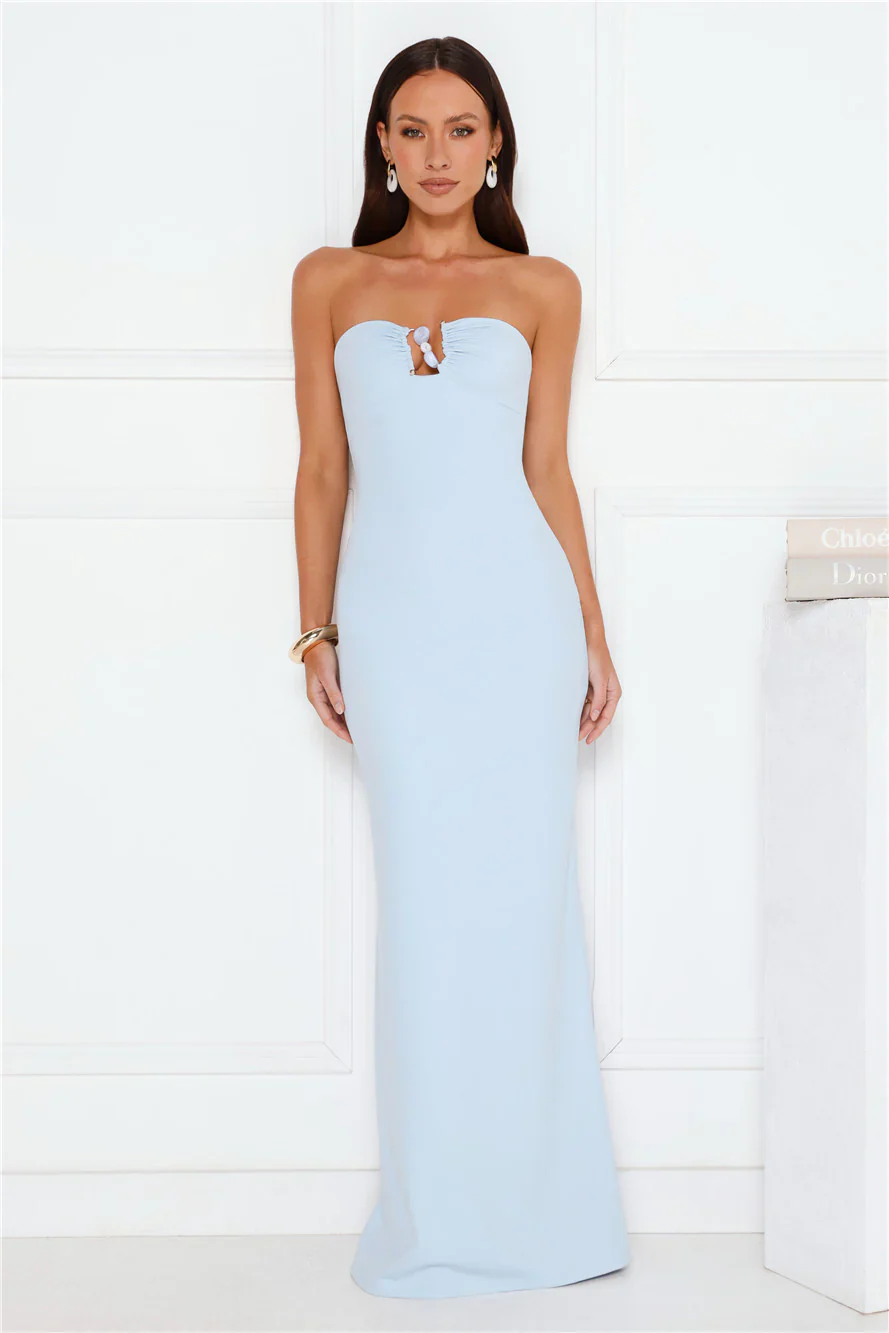 Lavish Lights Strapless Maxi Dress Blue