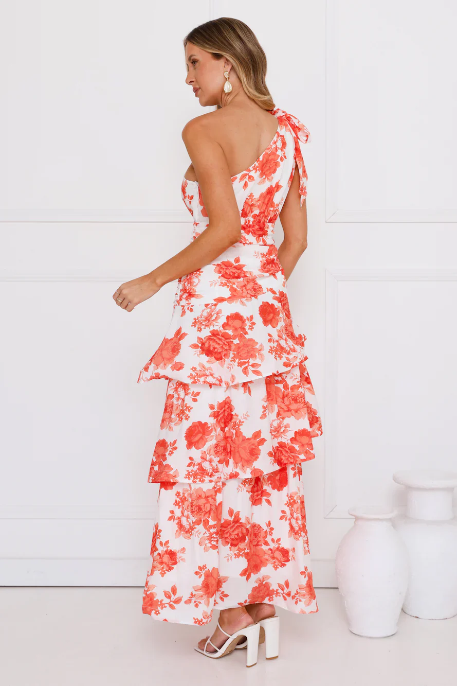 Kehlani One Shoulder Maxi Dress Orange