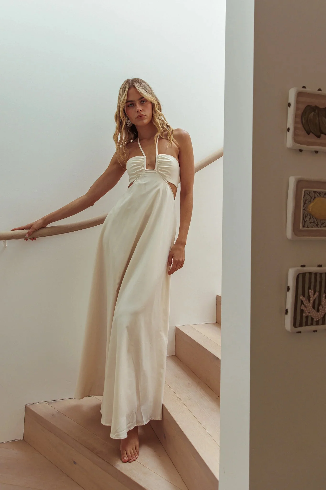 Onika Cut-Out Tied Back Maxi Dress Butter