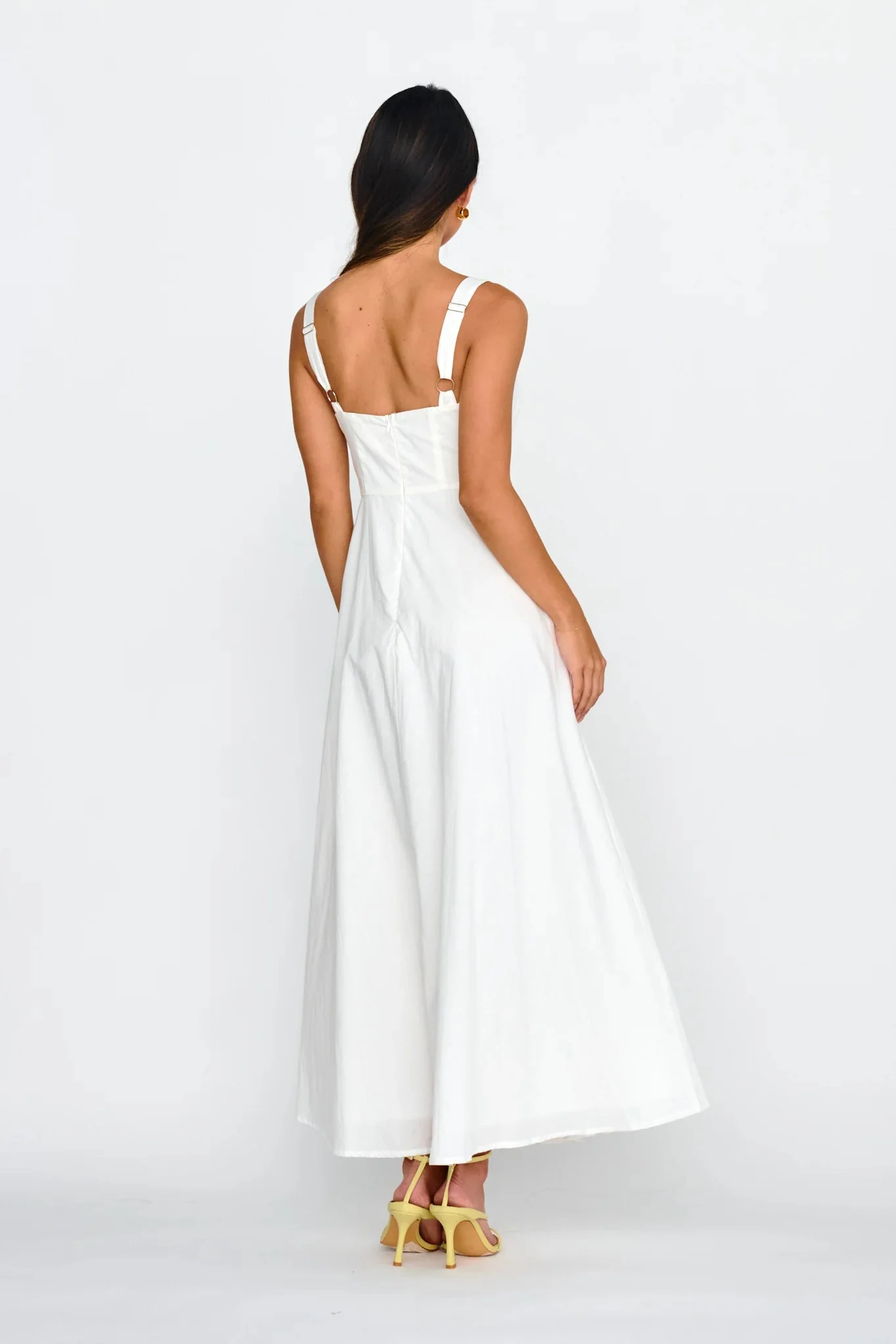 Kasiah Lace Trim Maxi Dress White