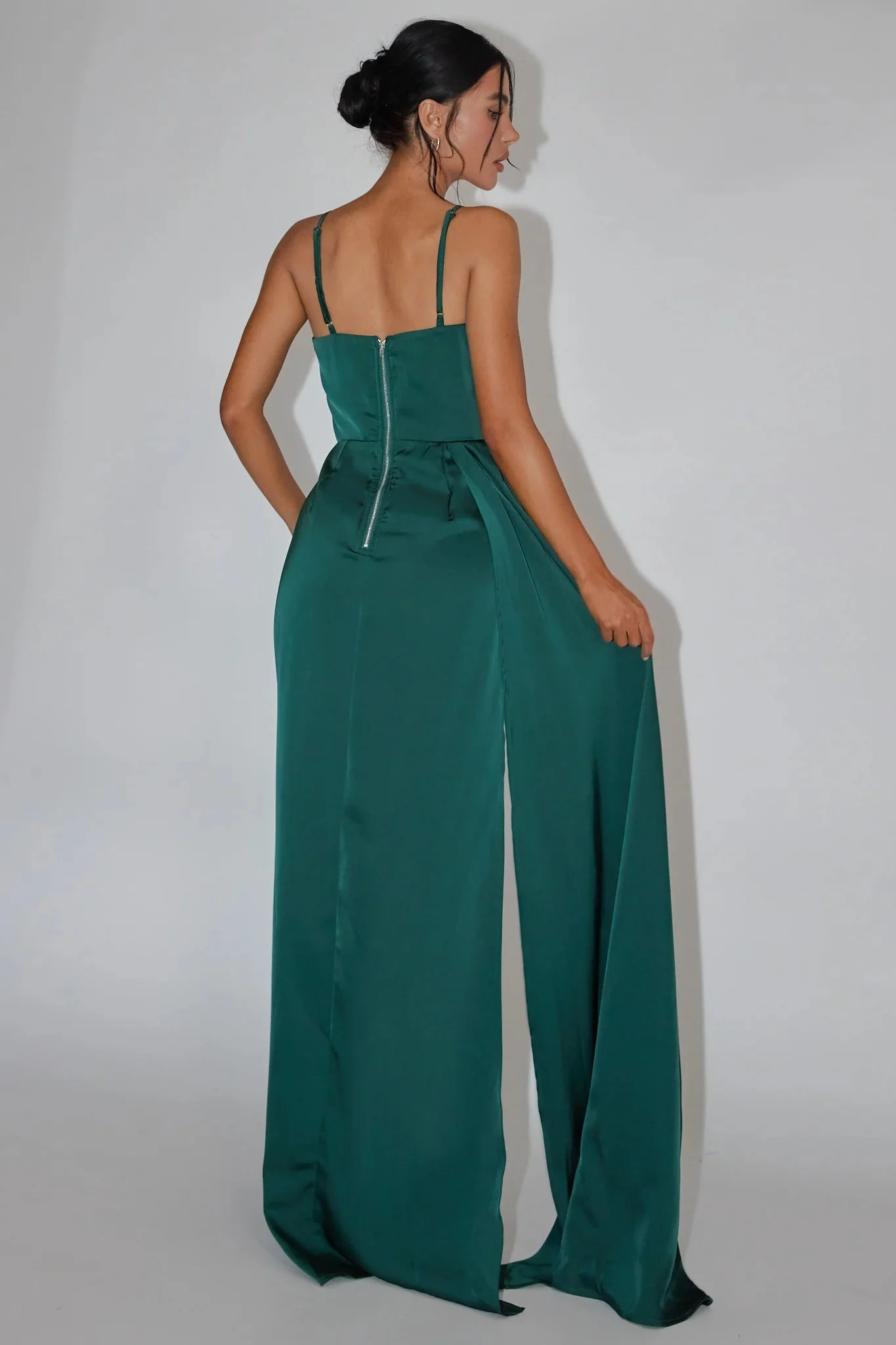 Secret Sweetheart Neckline Split Maxi Dress Hunter Green