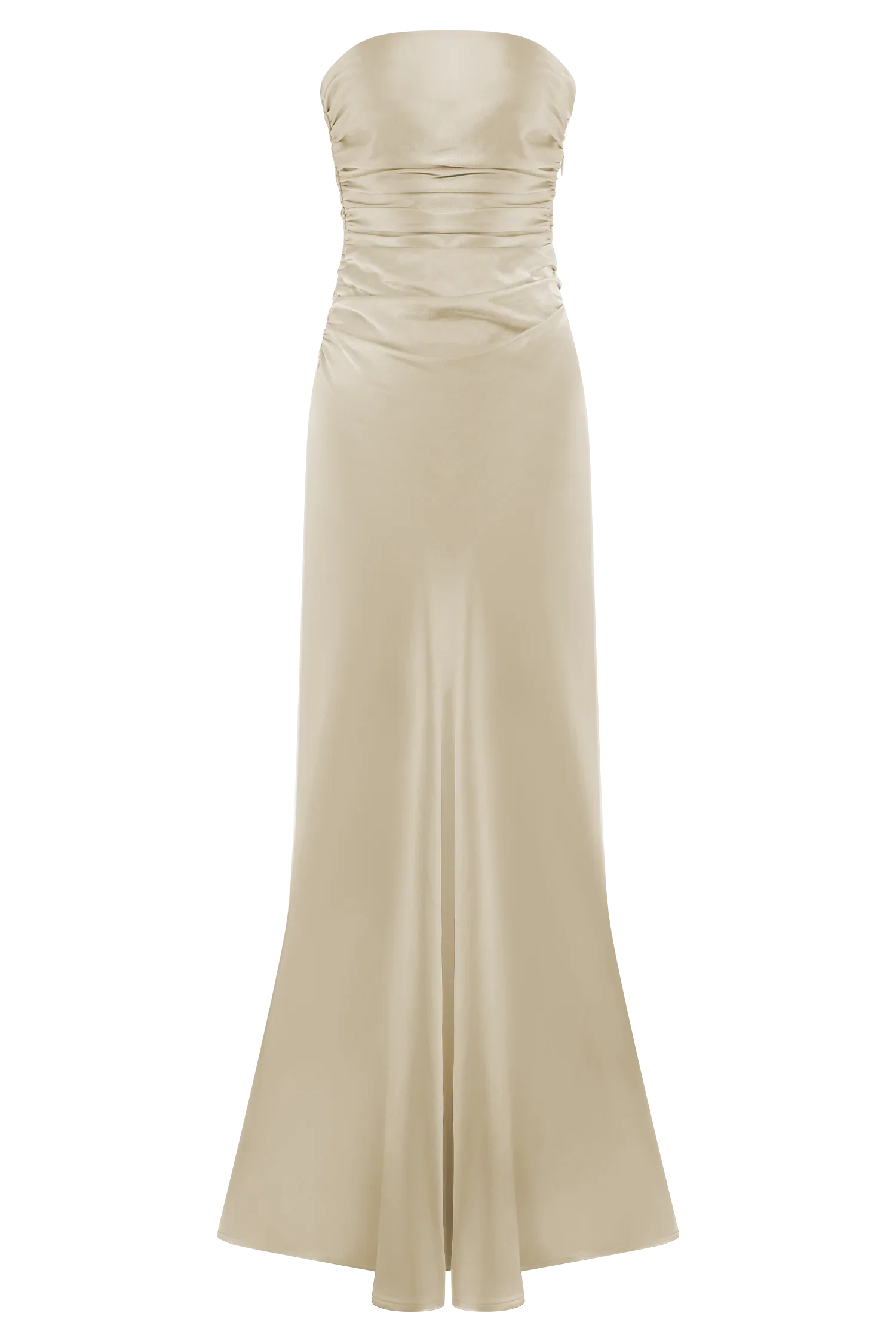 Cedar Strapless Satin Maxi Dress - Blush Gold