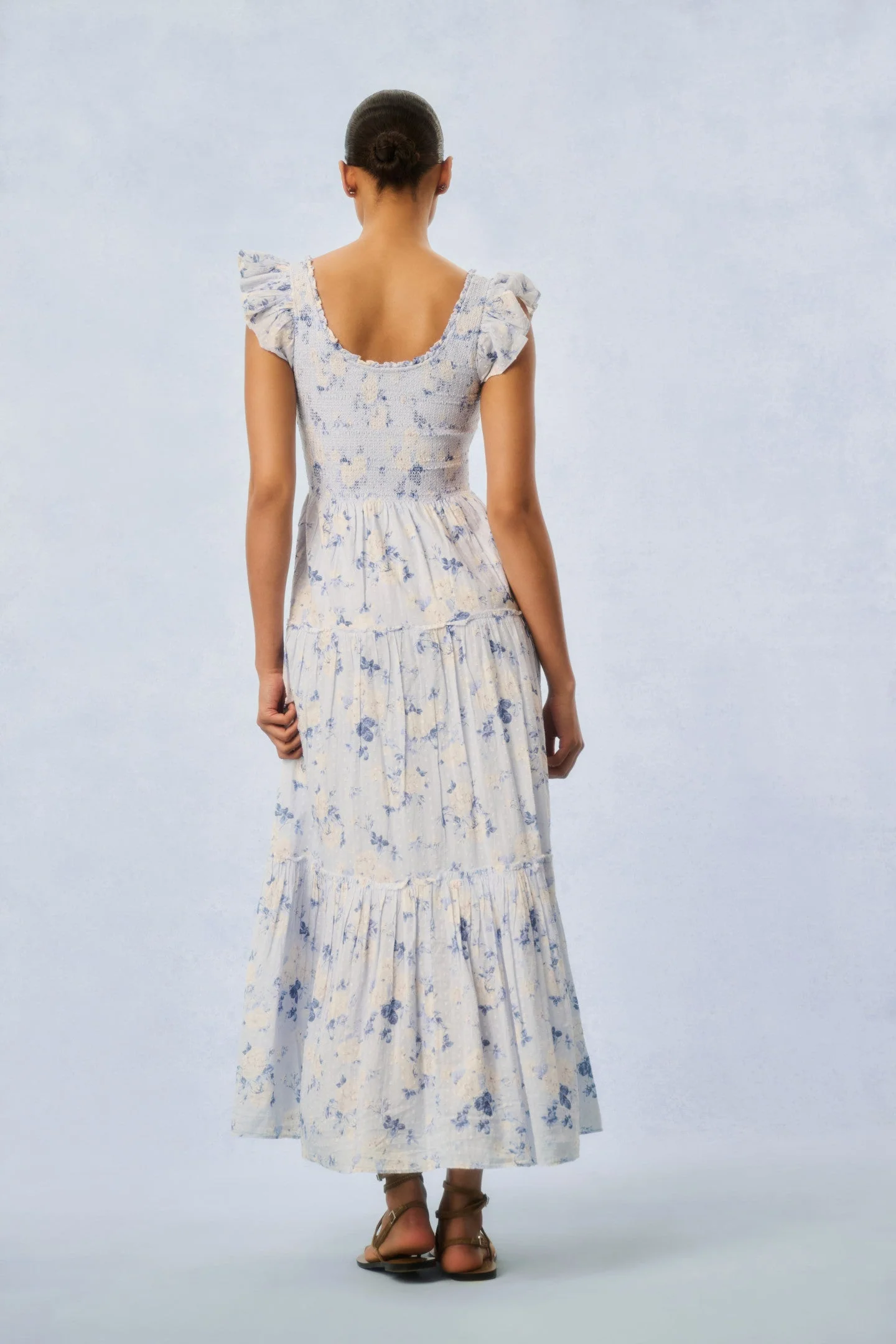 Chessie Fragrance Print Cotton Maxi Dress