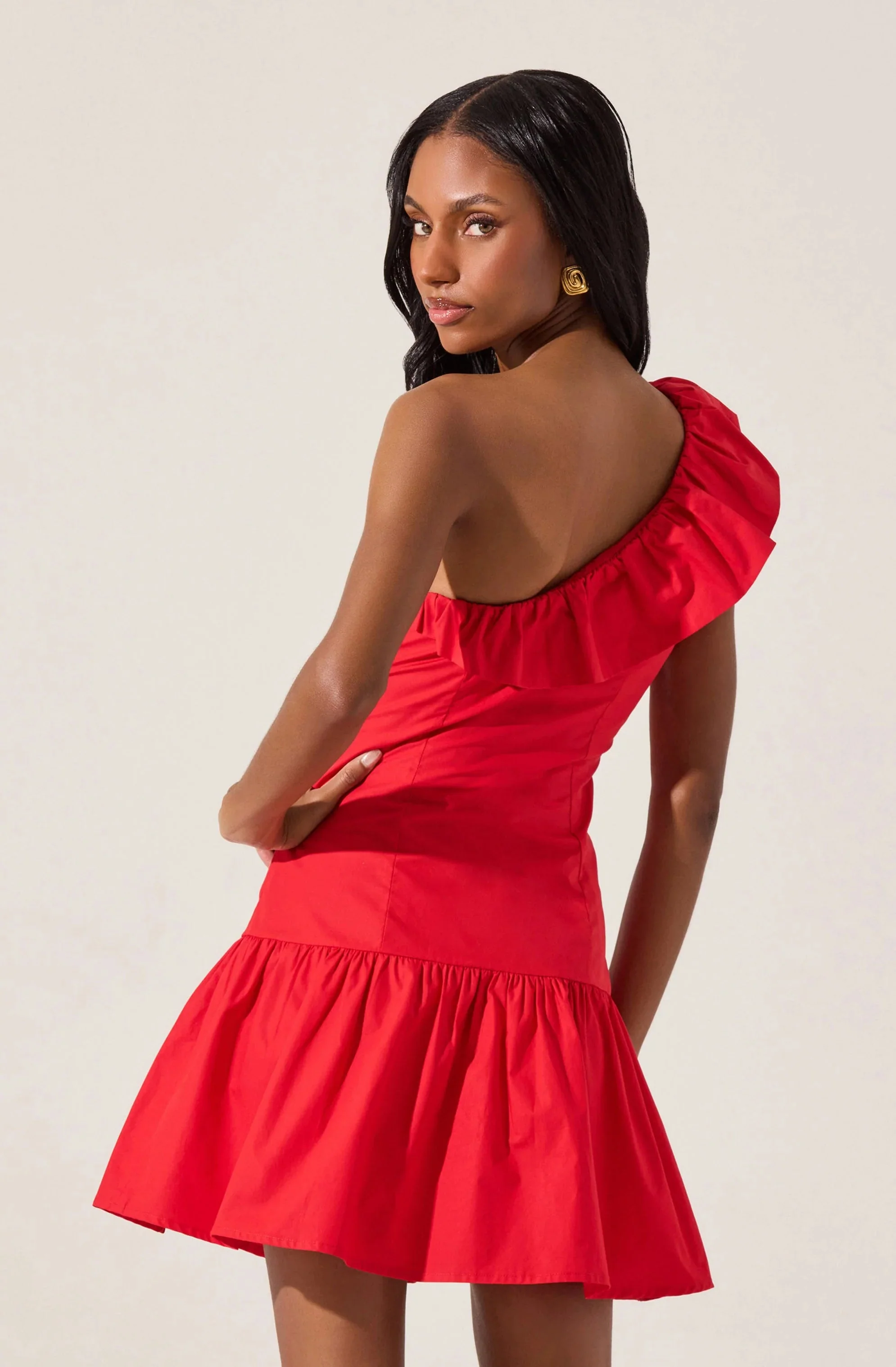 One Shoulder Ruffle Mini Dress