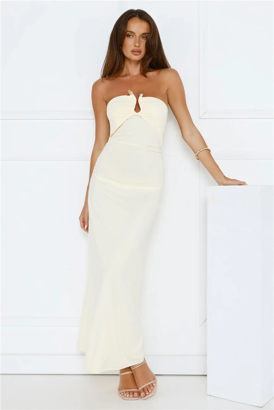 Heat Edit Strapless Maxi Dress Yellow