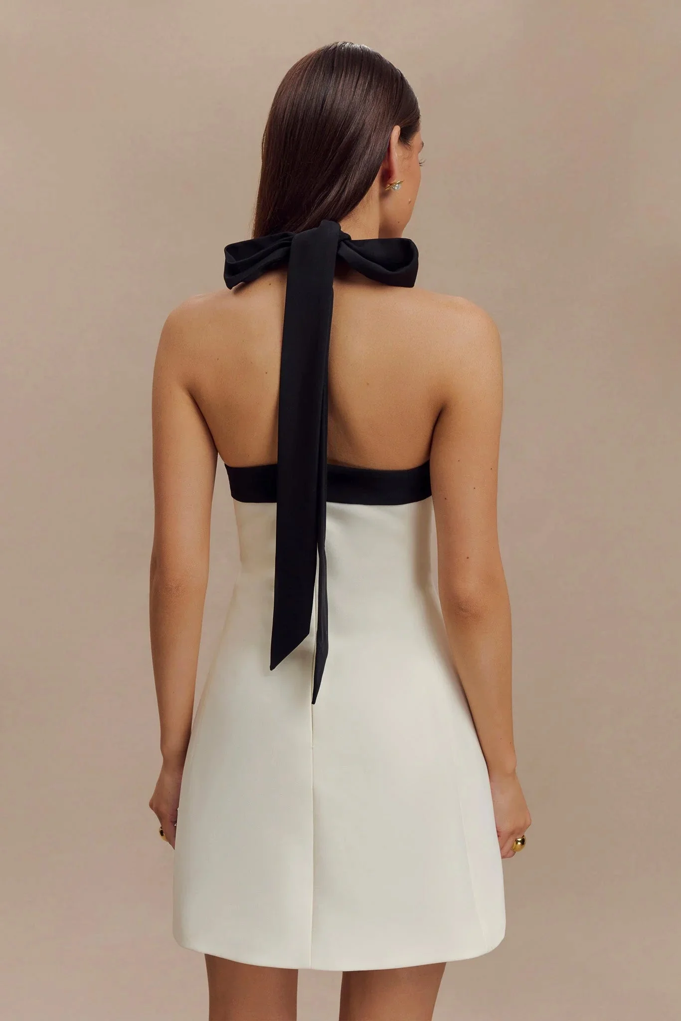 Cara Contrast Suiting Mini Dress - Black/White