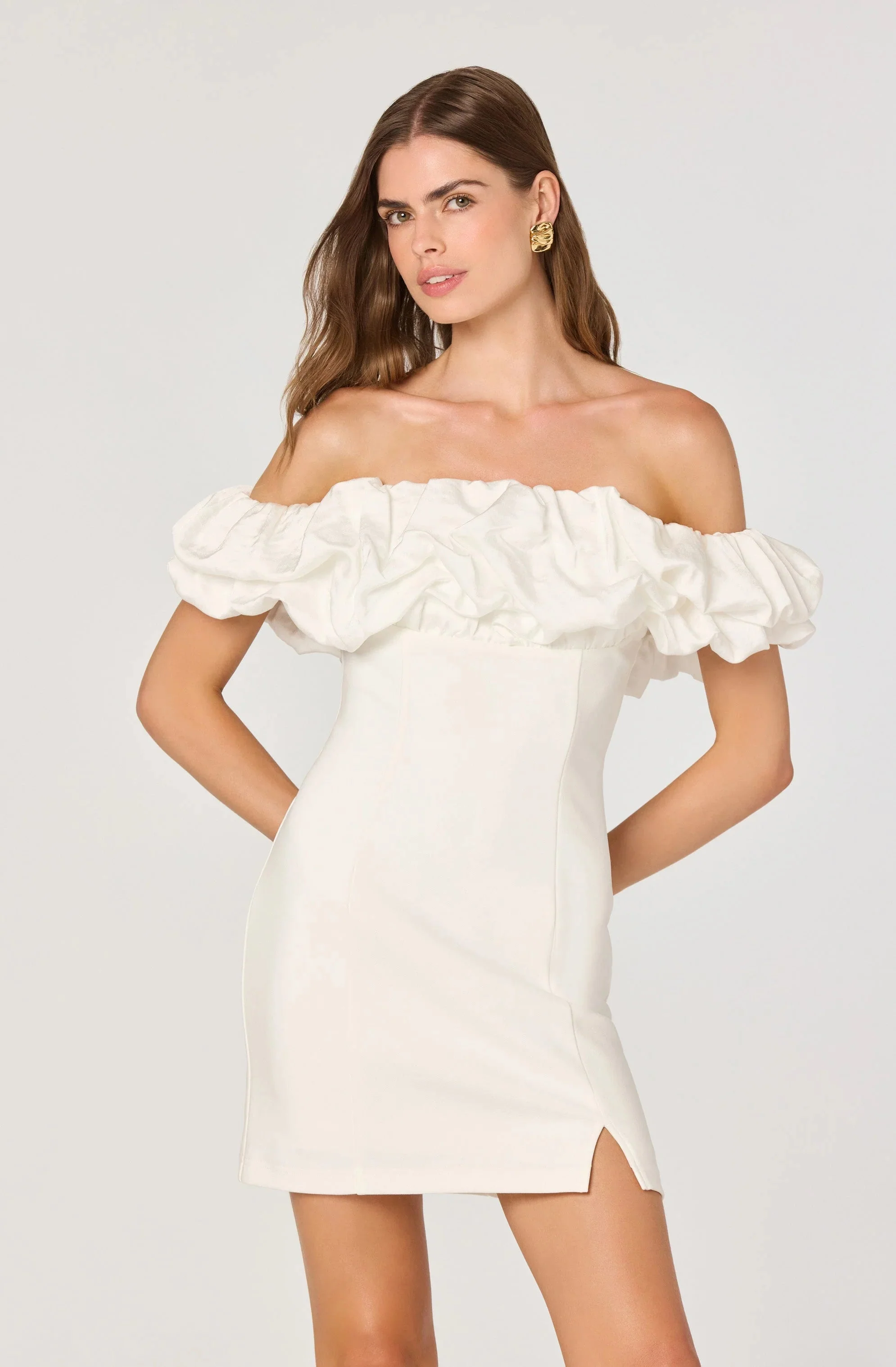 Ruffle Strapless Off Shoulder Dress