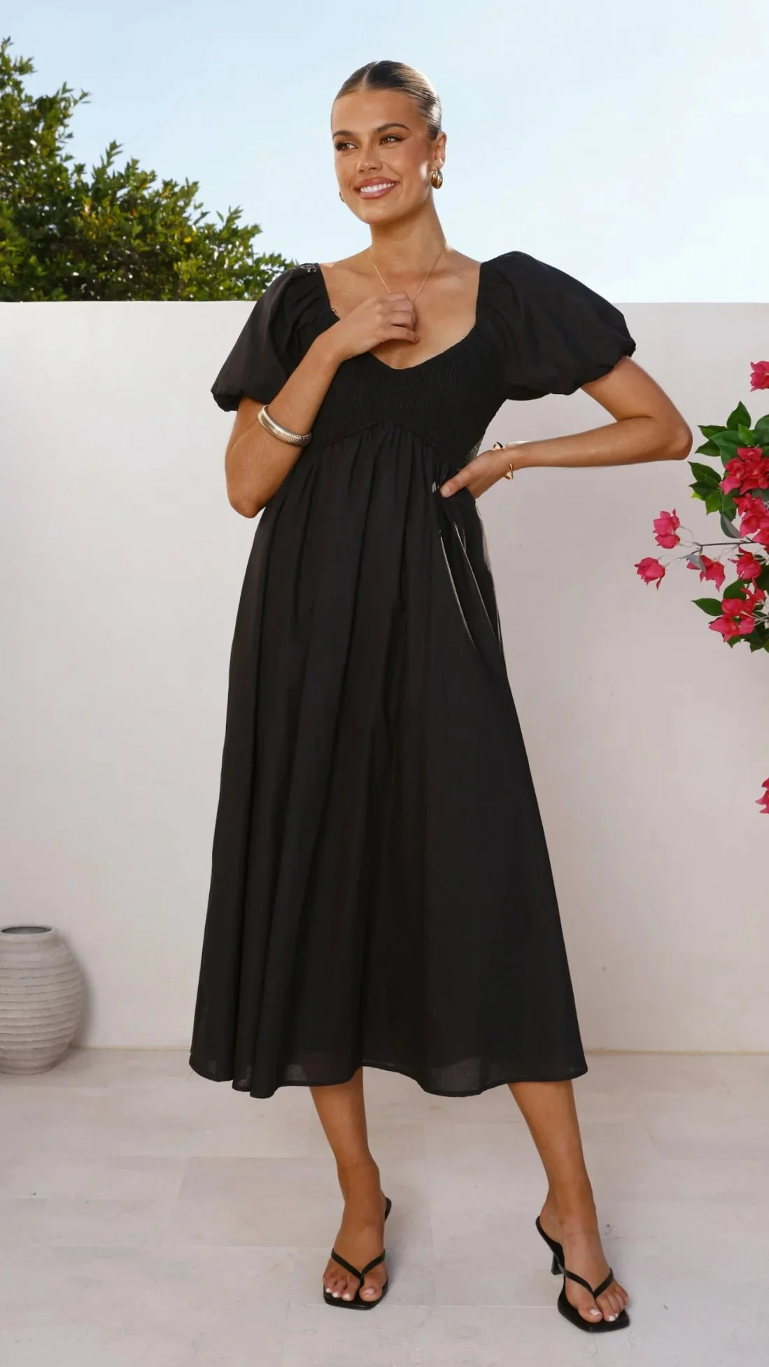 Sahirah Midi Dress - Black