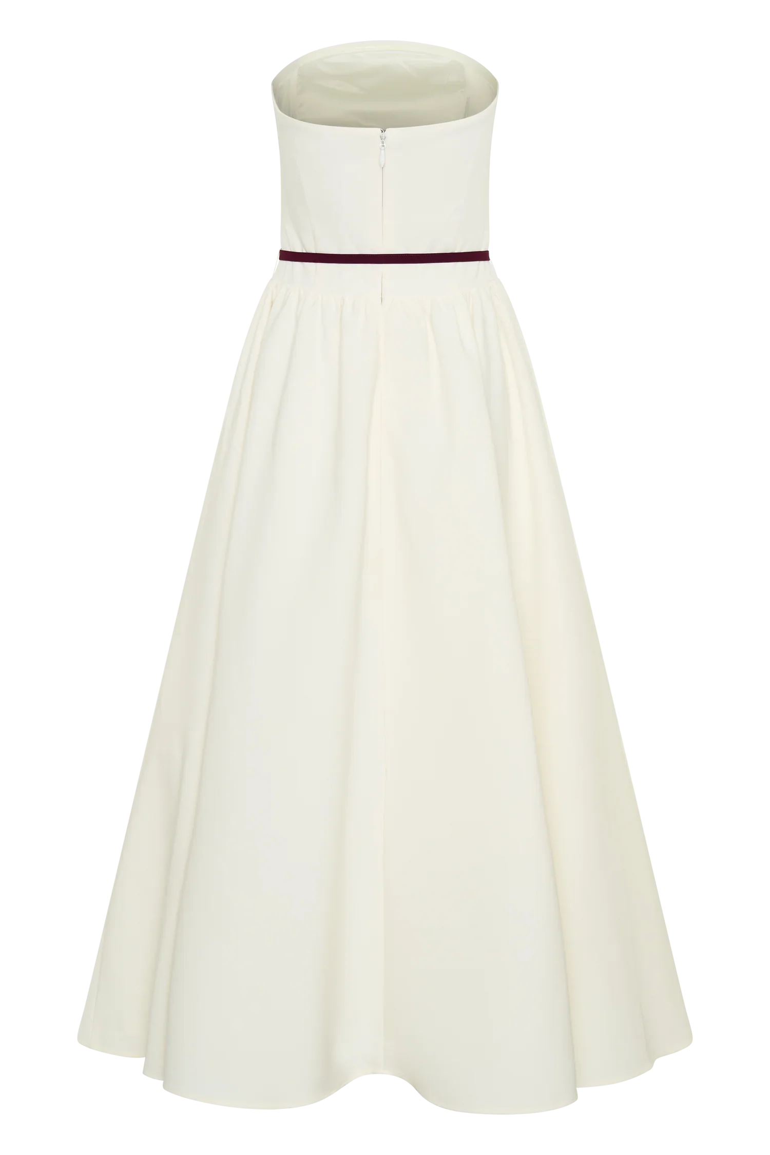 Penny Strapless Contrast Midi Dress - Ivory & Burgundy