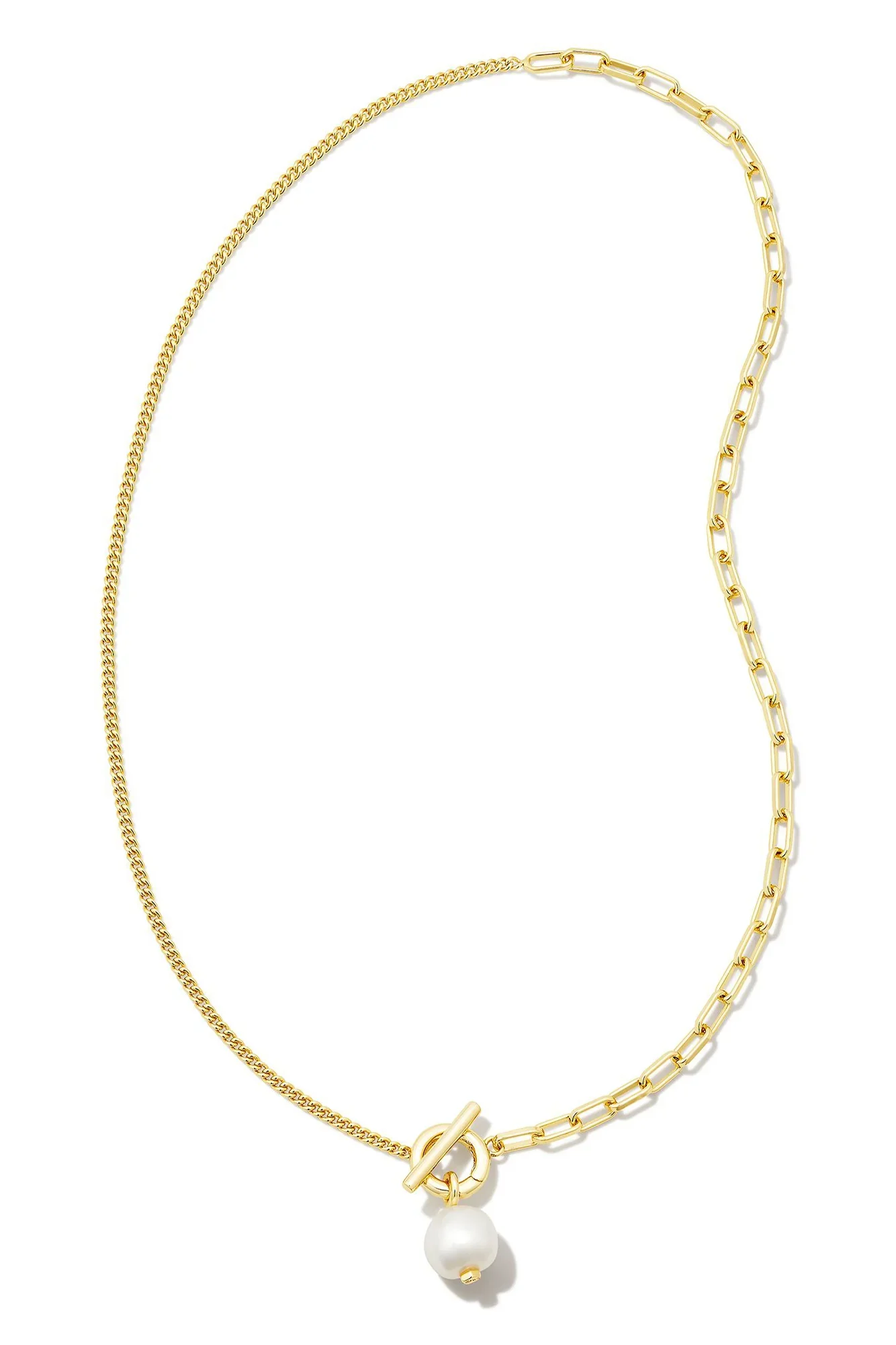 Leighton Convertible Gold Pearl Chain Necklace Freshwater Cultured Pearl