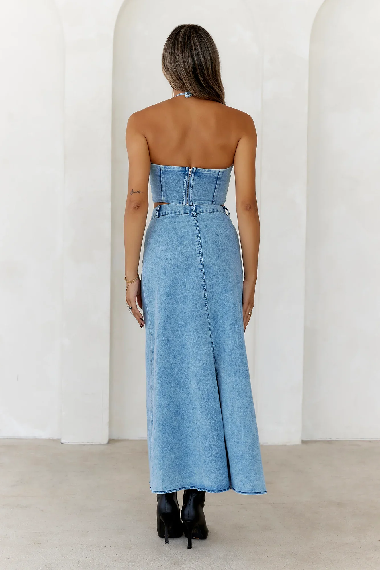 High-Definition Style Midi Skirt Denim