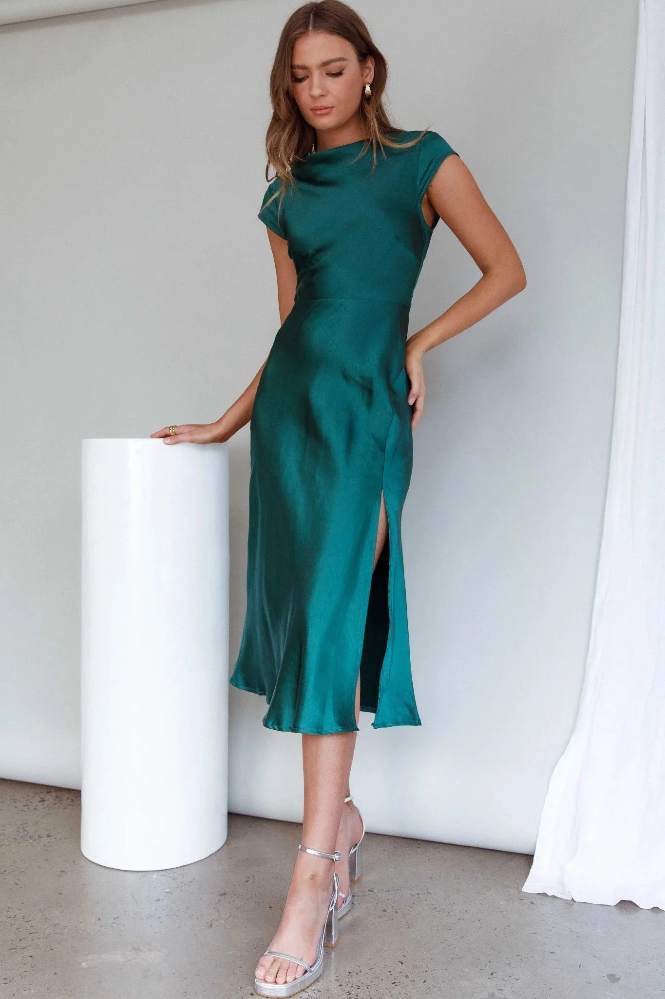 Lucinda Twist Back Midi Dress Jade