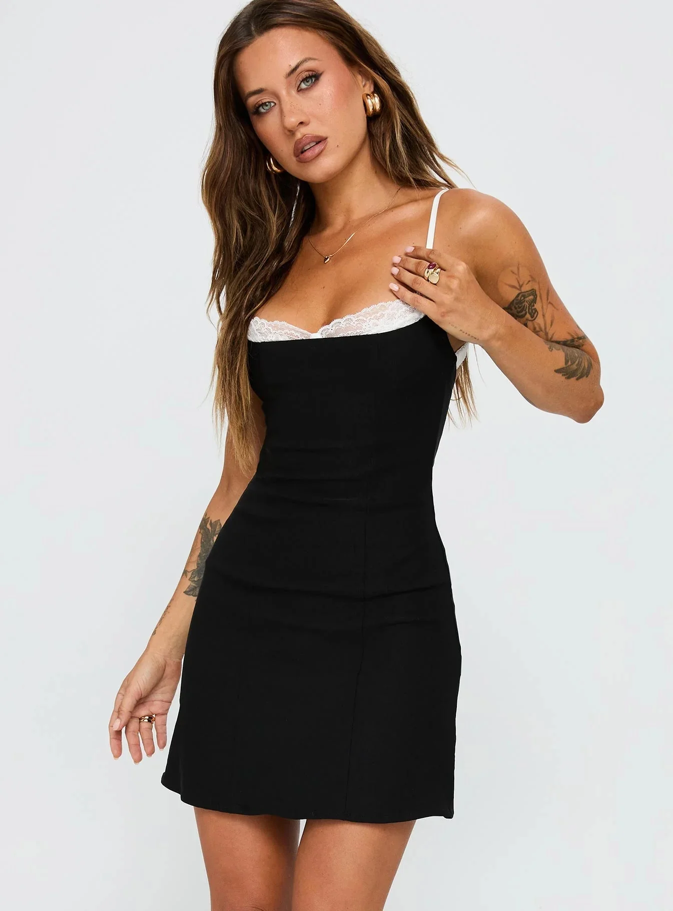 Renaissance Corset Lace Mini Dress Black / White