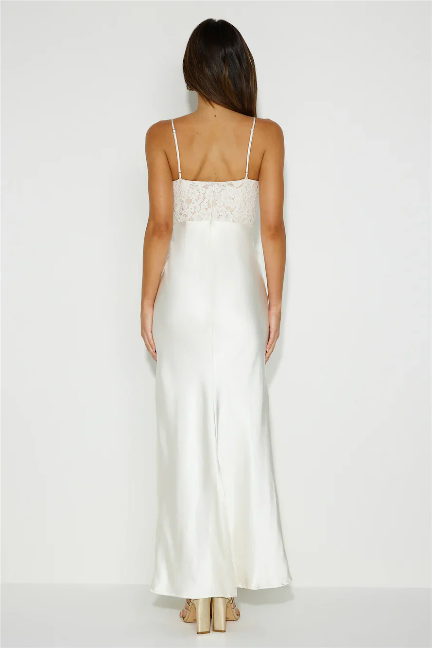 Keeping Memories Alive Satin Midi Dress Cream