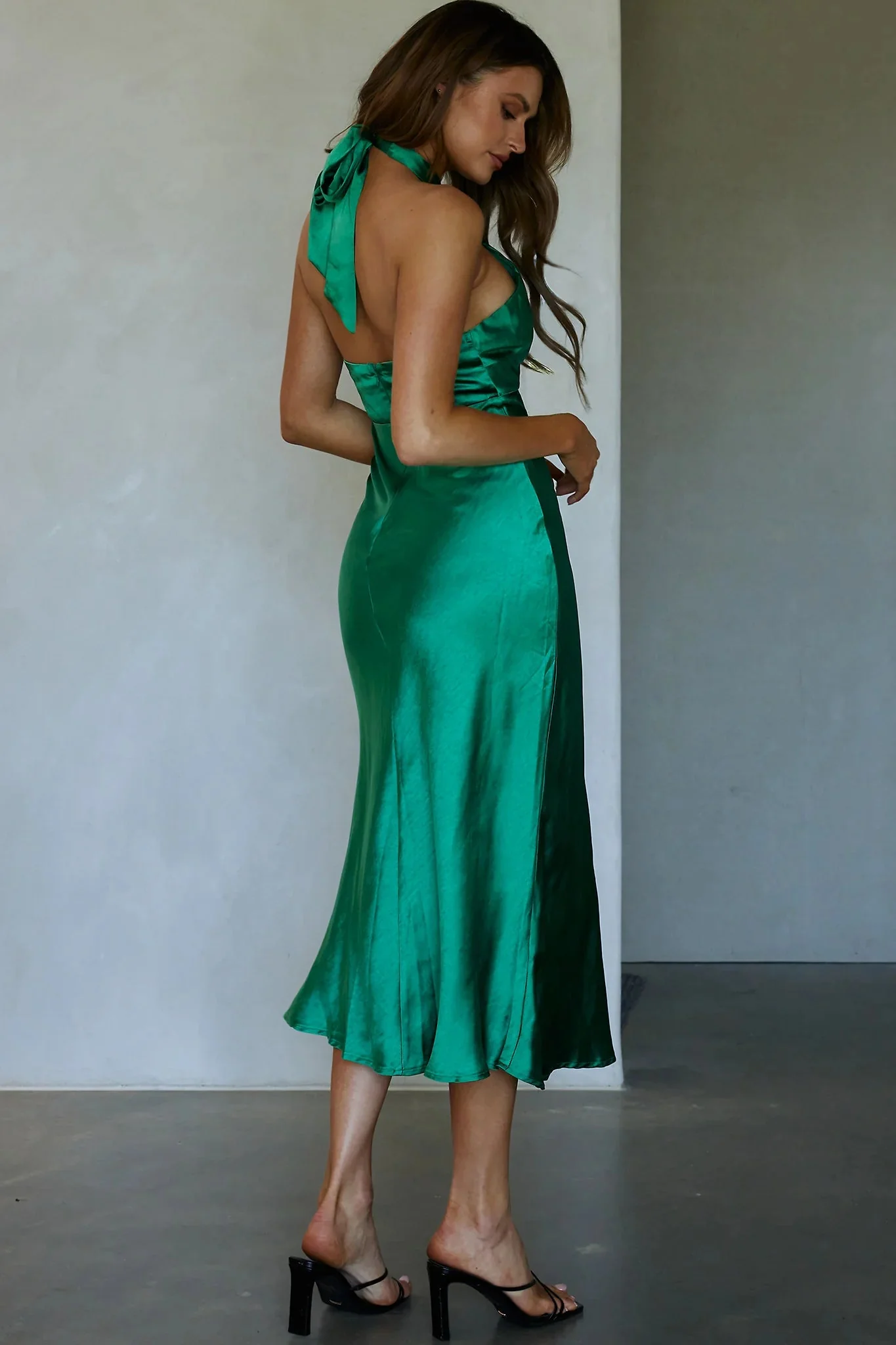 Je Reve Twist Halterneck Midi Dress Green