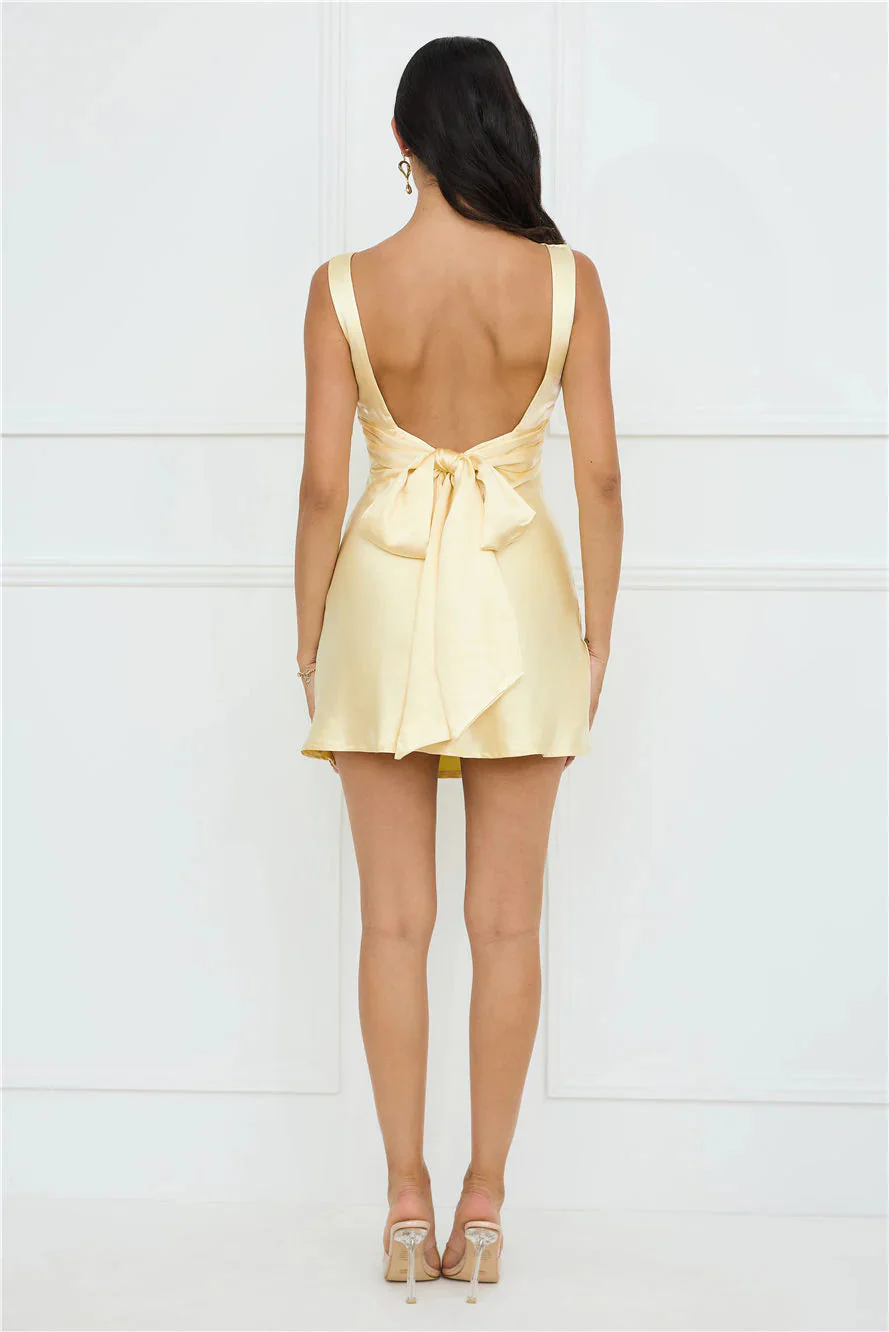 Lily Luxe Satin Mini Dress Yellow