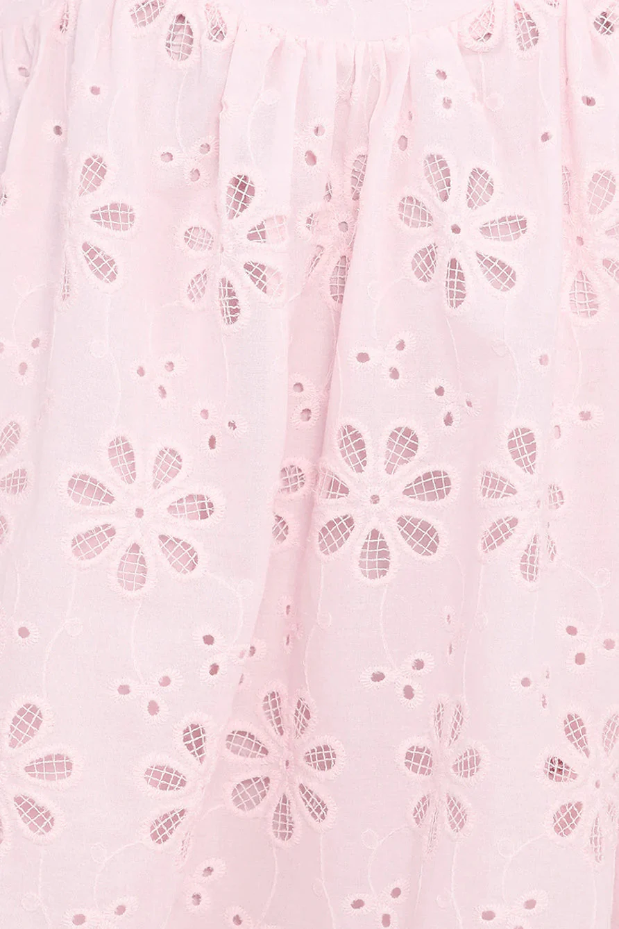 Lynne Mini Dress - Pink Broderie