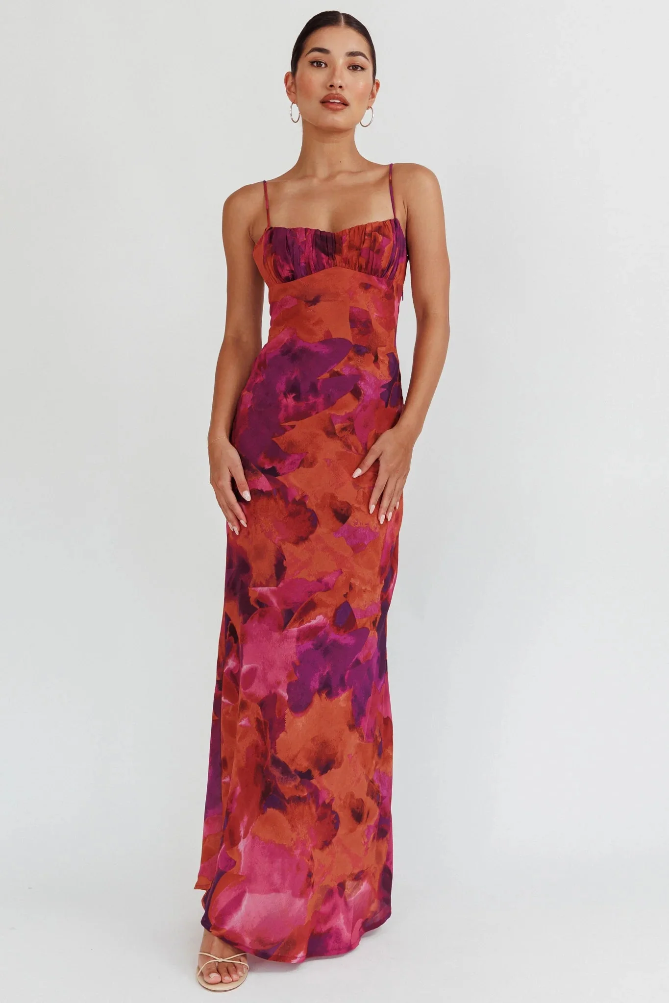 Nerida Low Back Twist Maxi Dress Dark Rose