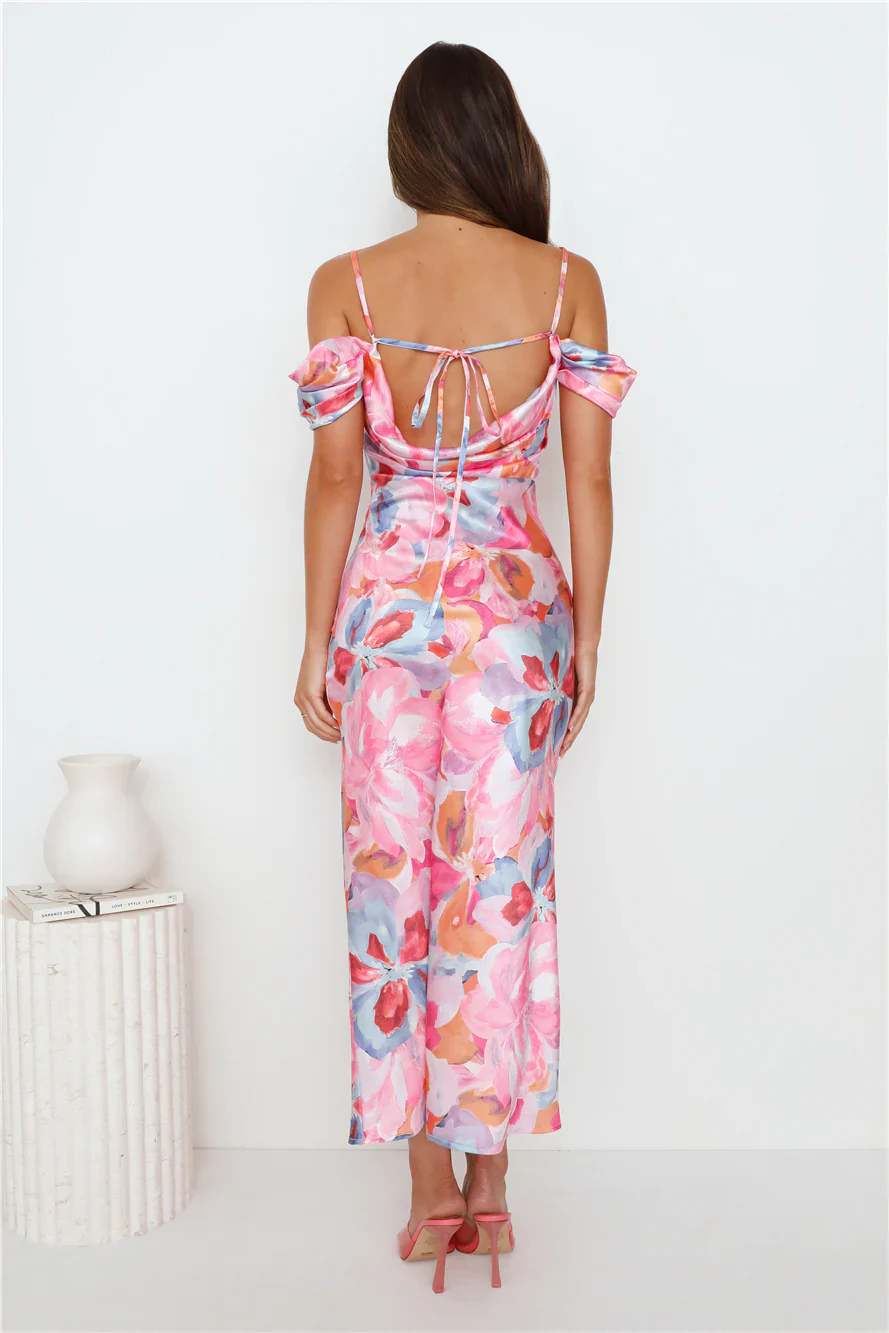 It's Always Her Satin Maxi Dress Pink