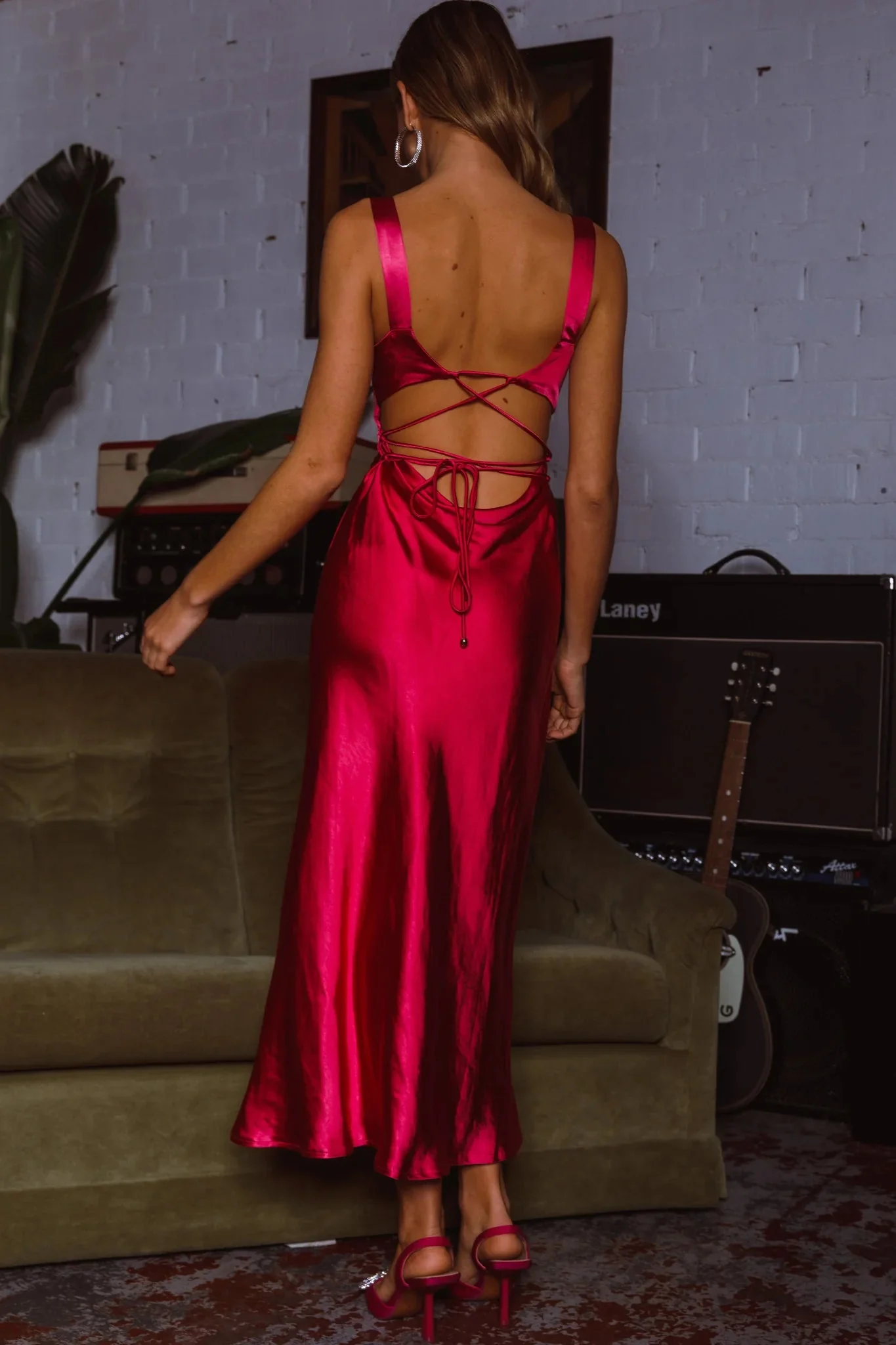 Belle Epoque Drawstring Bust Midi Dress Hot Pink