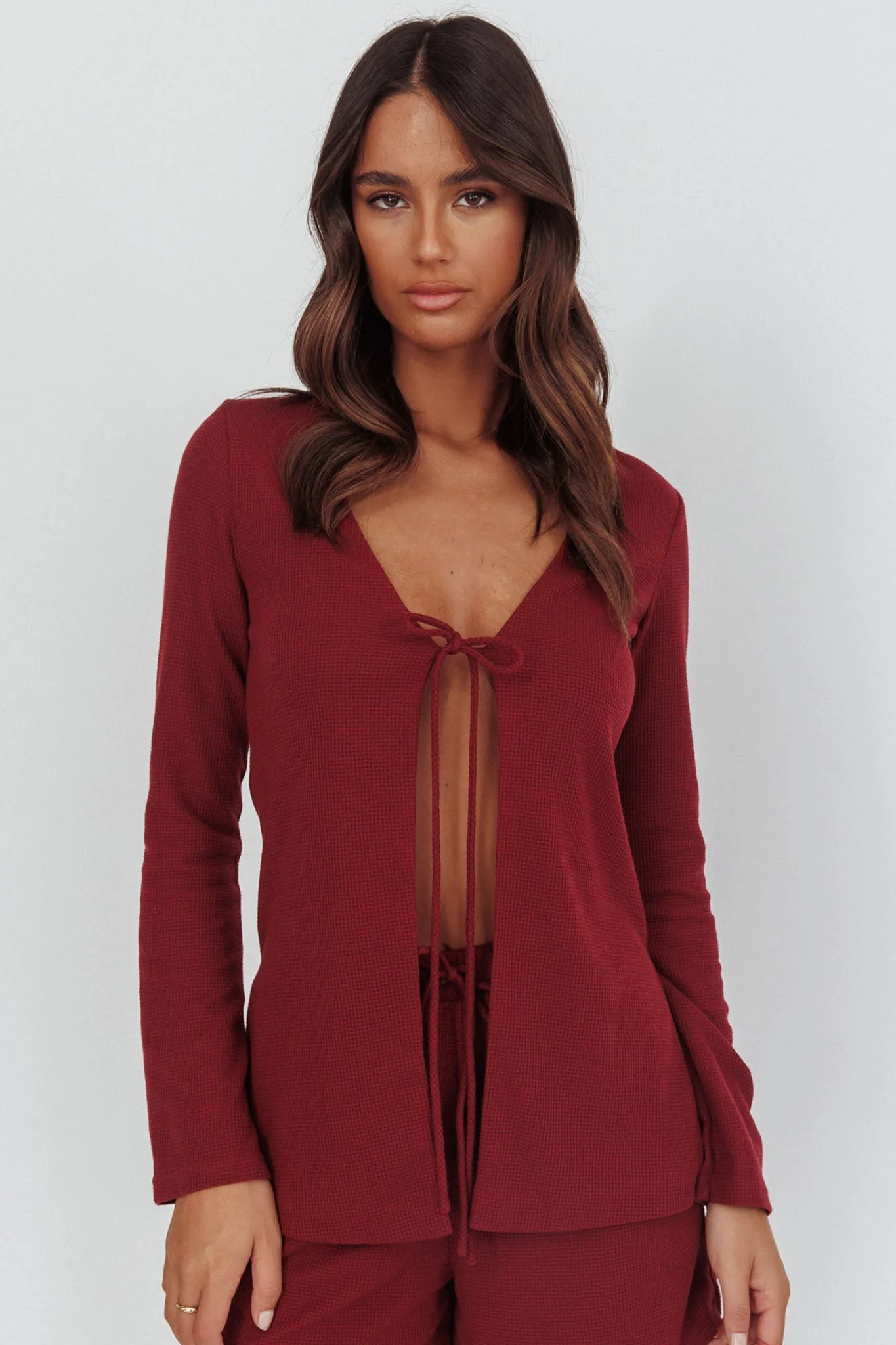 Ryder Tie Front Top Burgundy