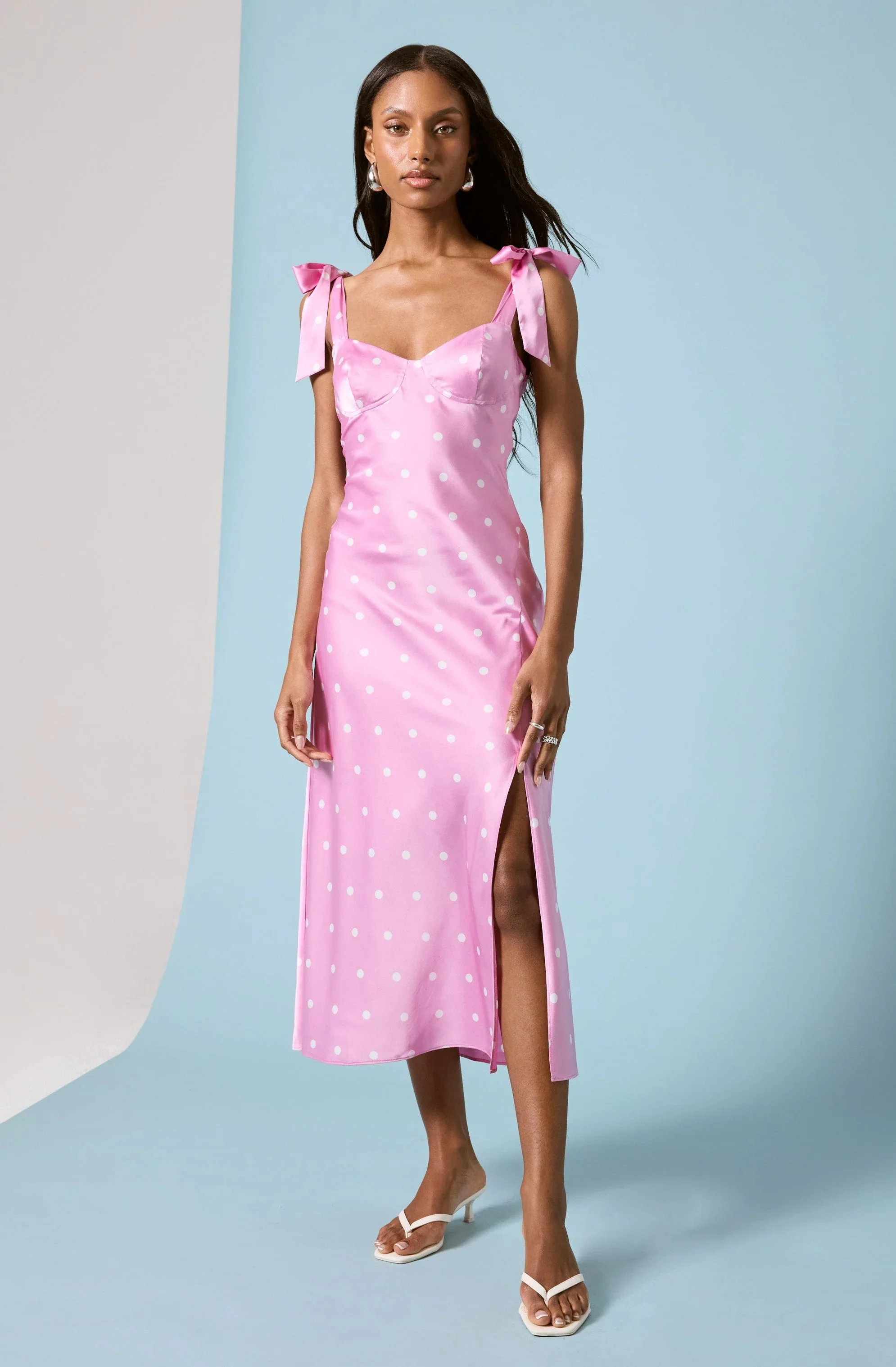 Sweetheart Bow Strap Midi Dress