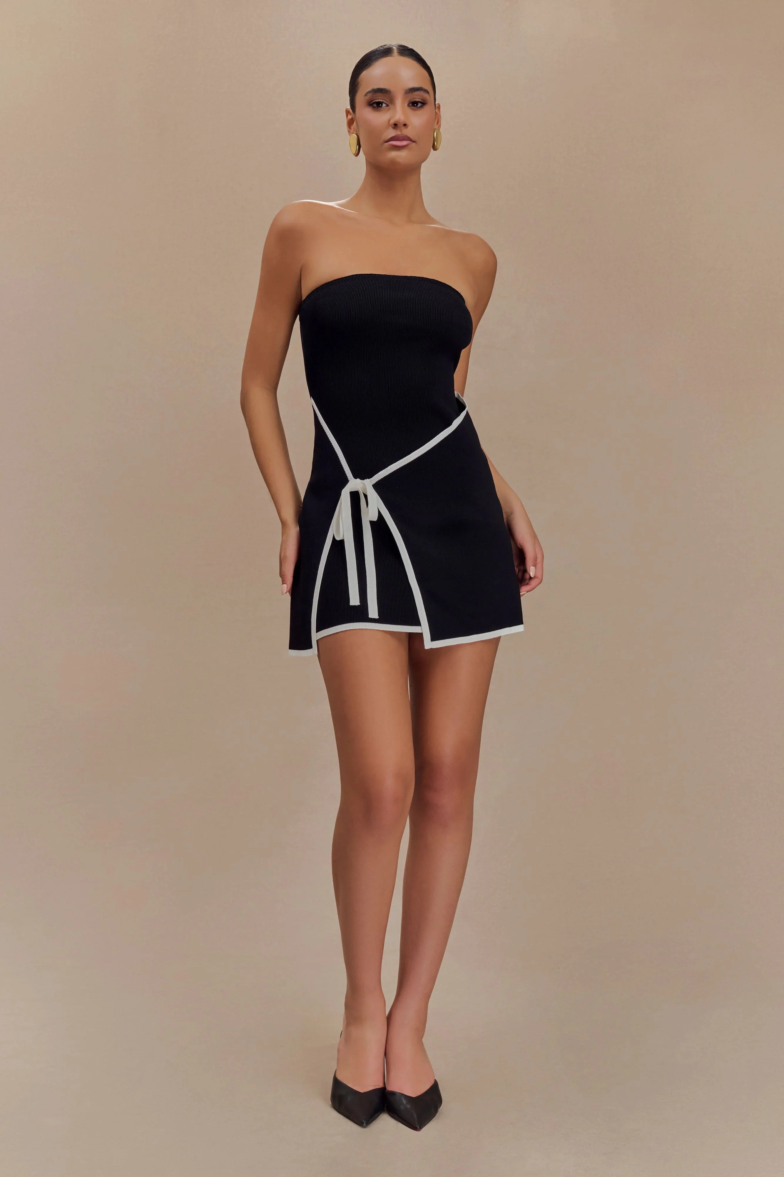 Rian Strapless Knit Mini Dress - Black