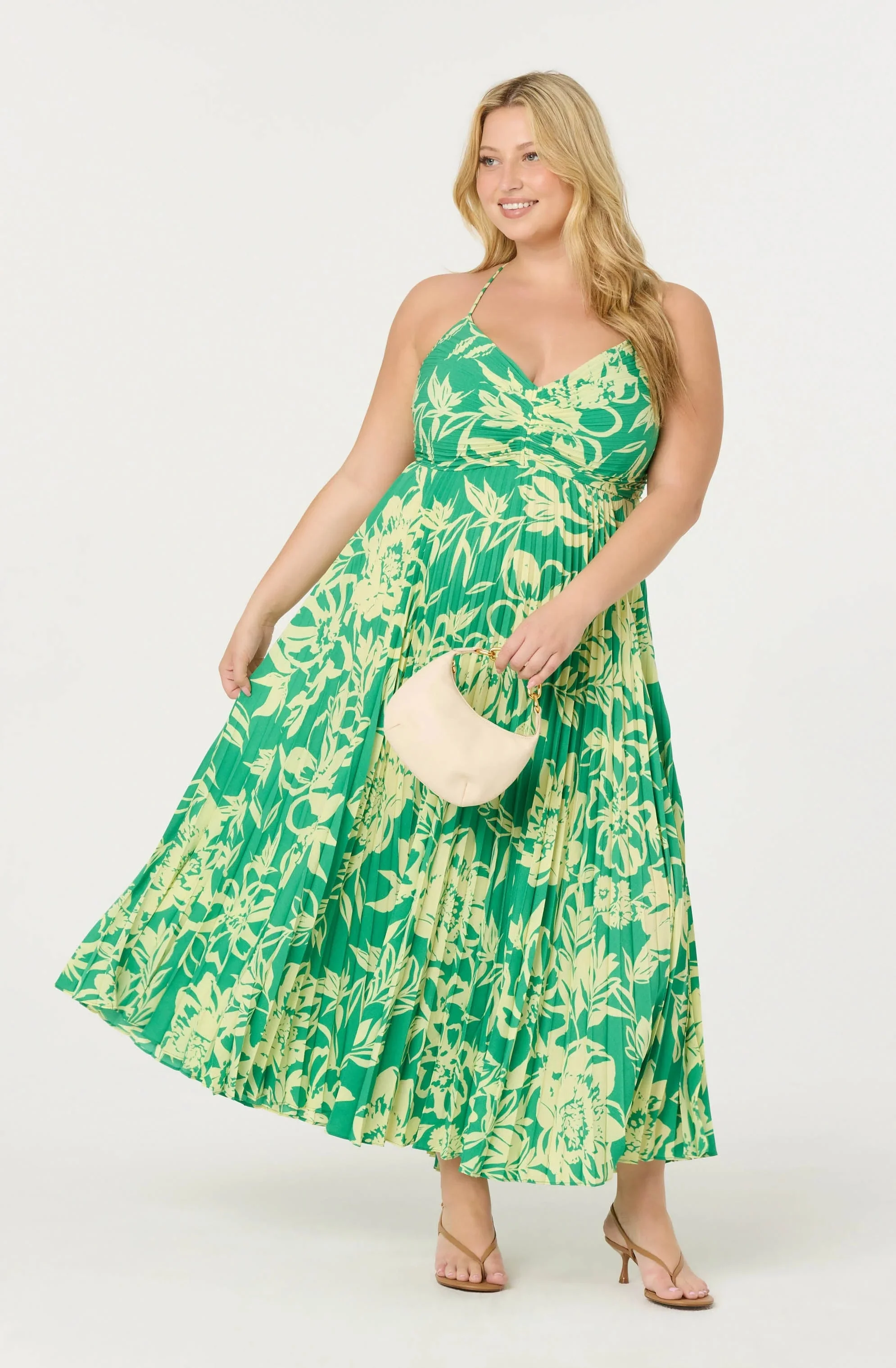 Blythe Floral Plisse Midi Dress