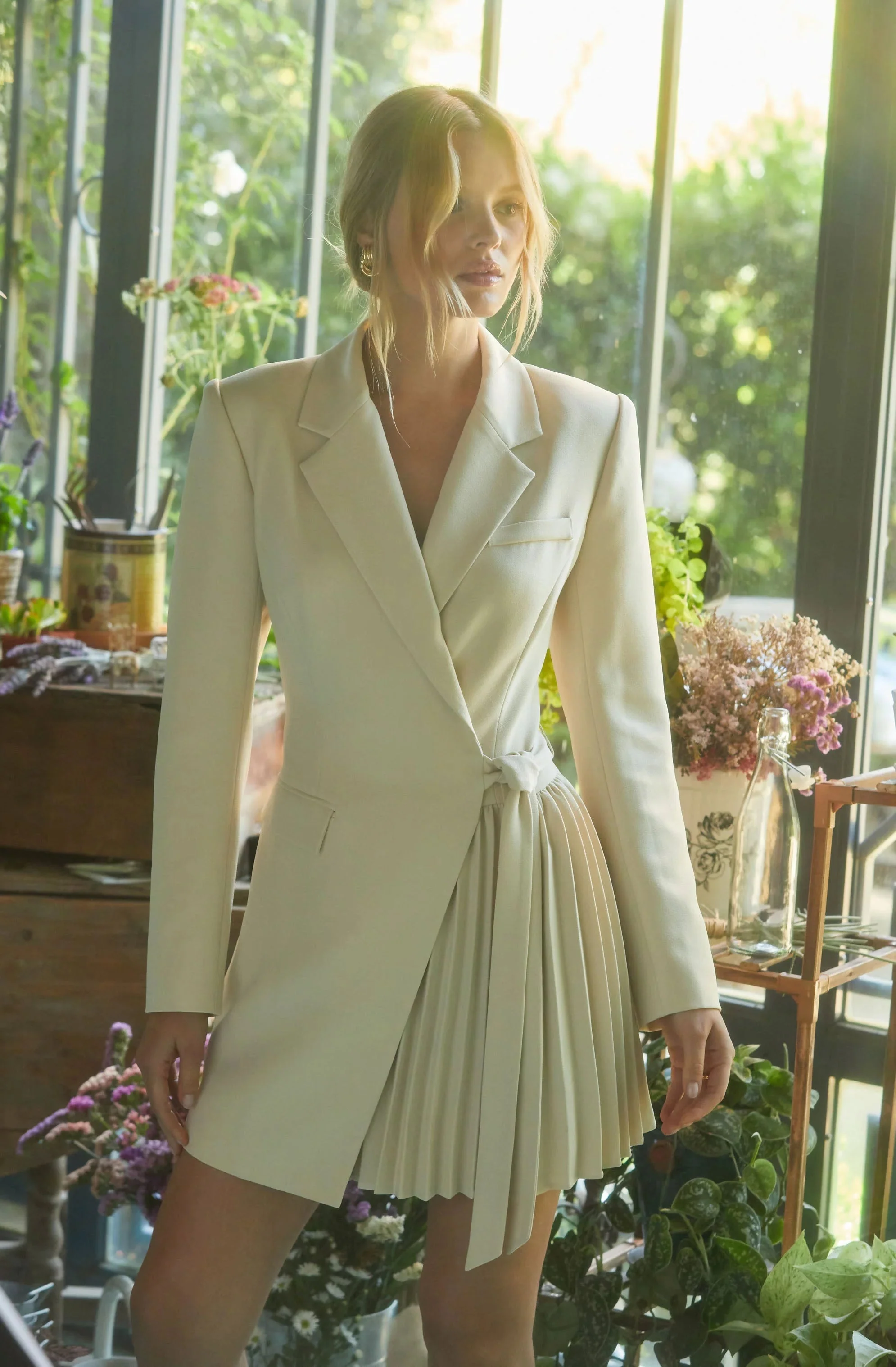 Kesari Pleated Blazer Wrap Dress