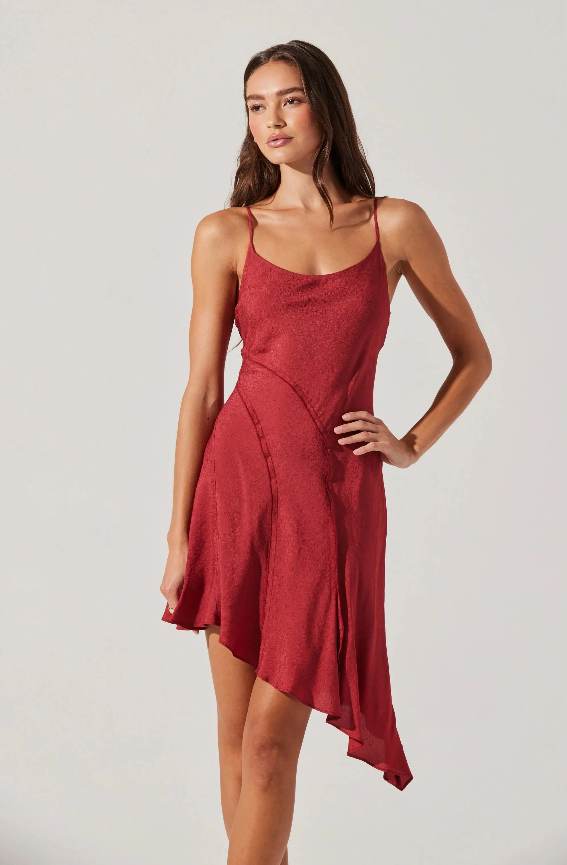 Chelsie Asymmetrical Slip Mini Dress