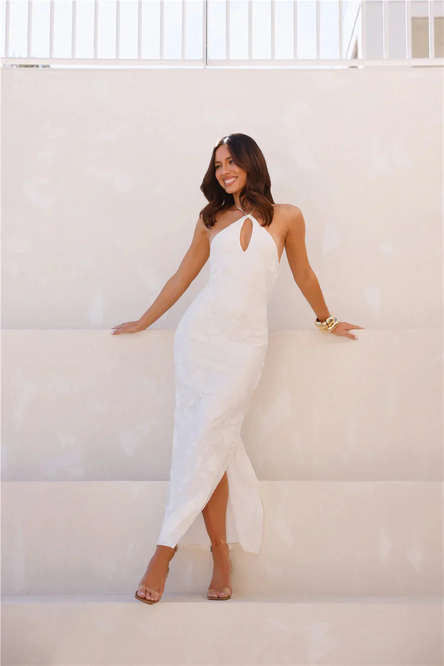 Admired From All Angles Halter Maxi Dress White
