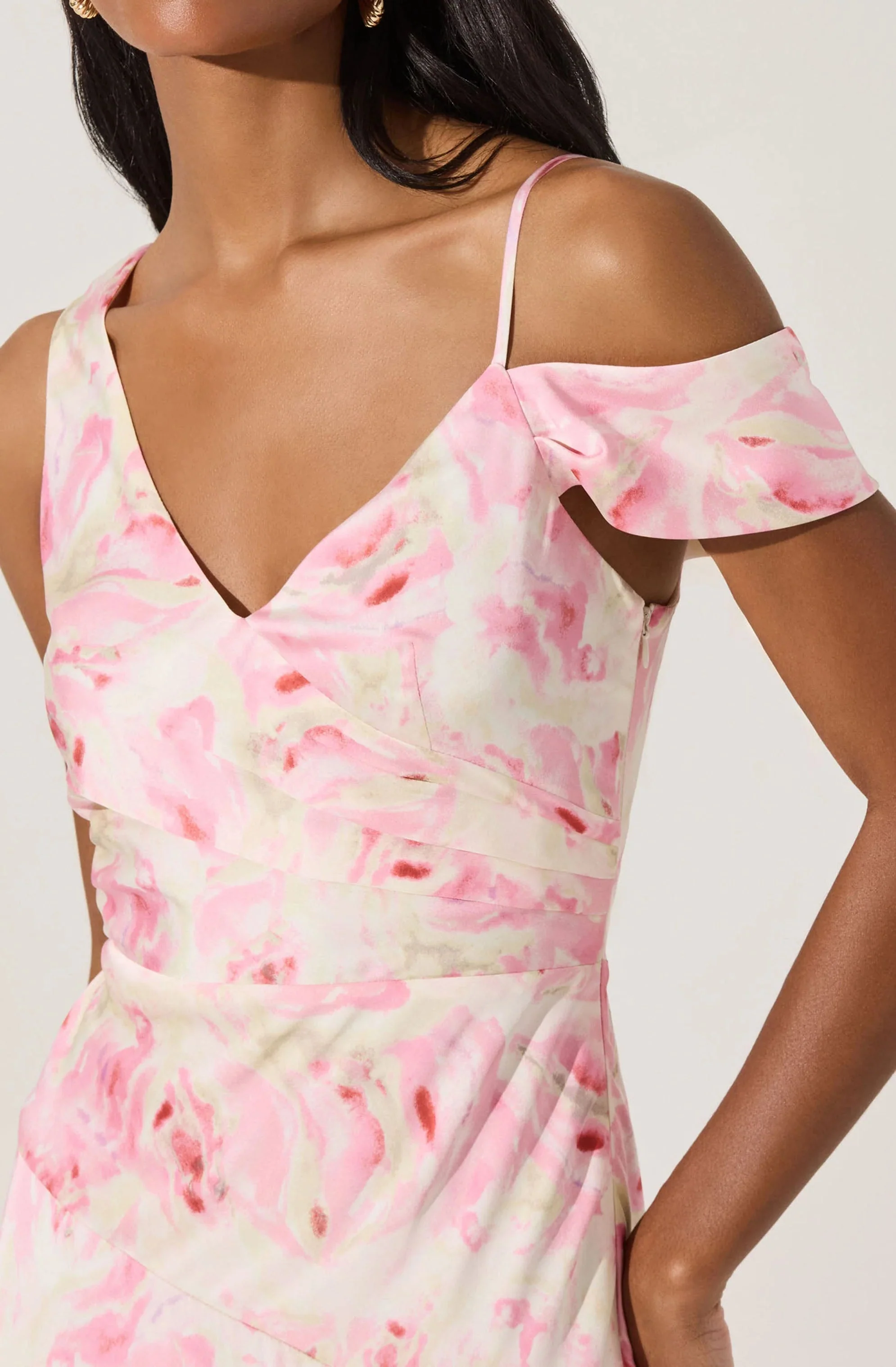 Asymmetric Shoulder Strap Midi Dress