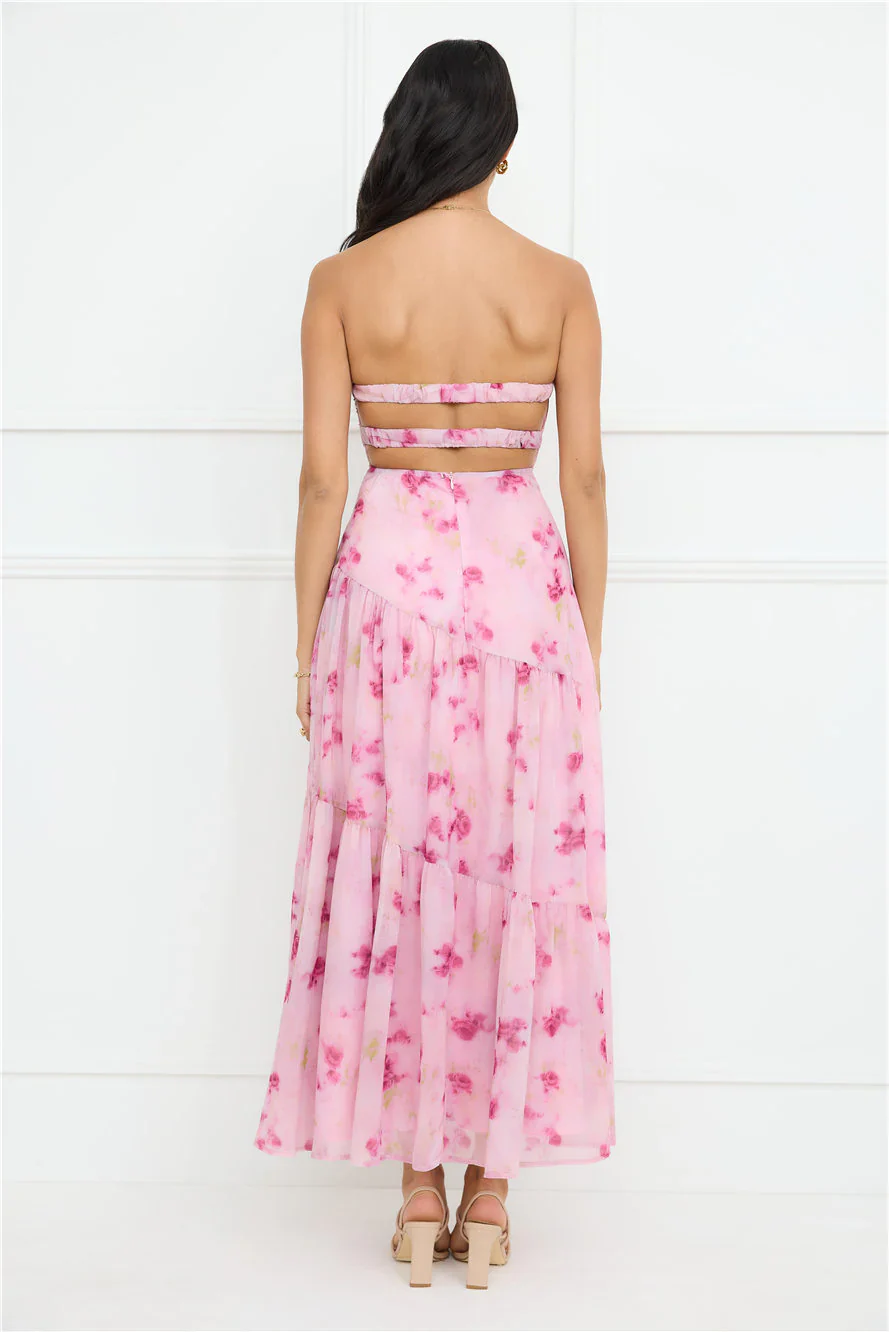 Lavender Mist Strapless Maxi Dress Pink