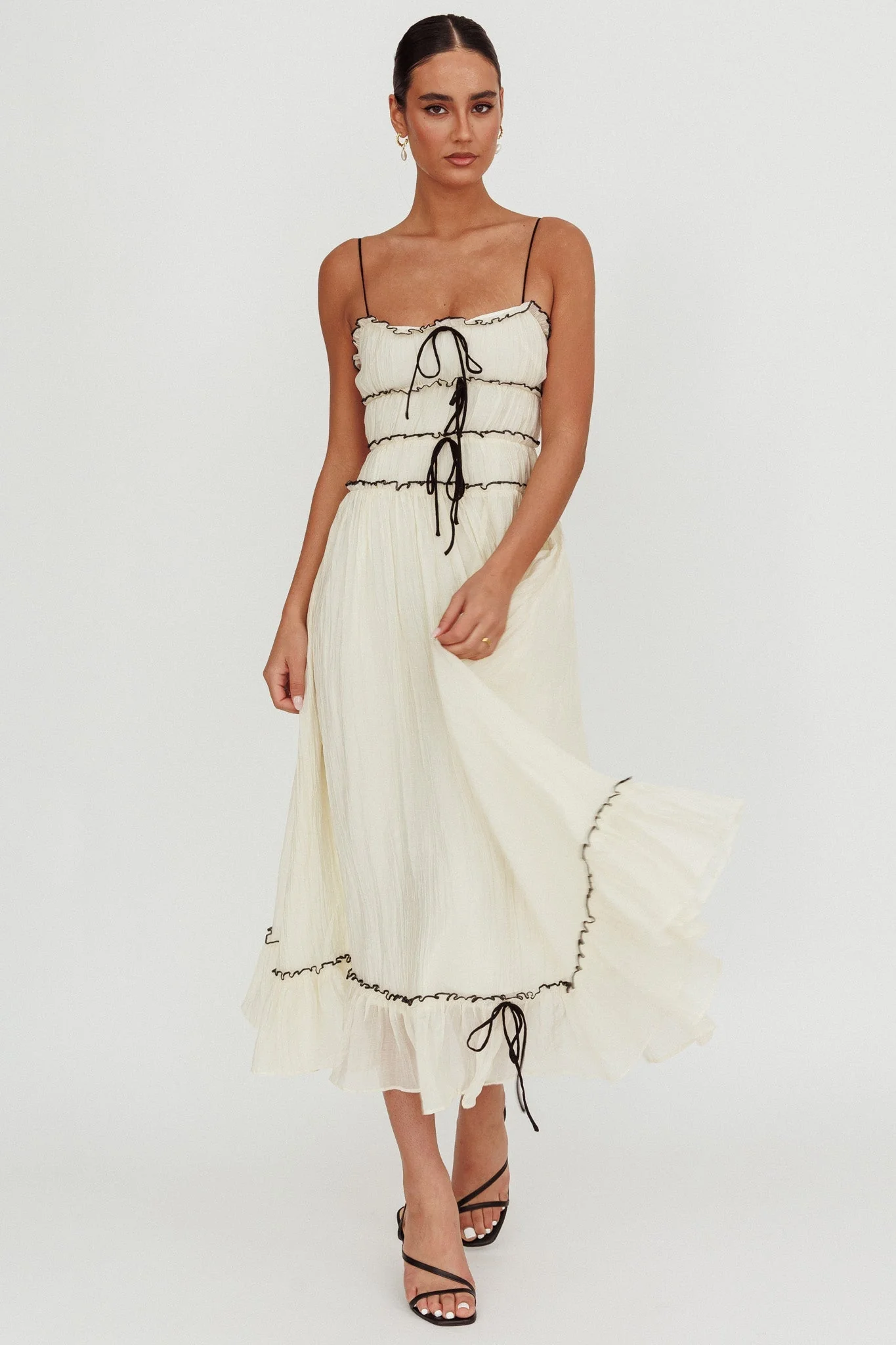 Maidens Tie Accent Maxi Dress Cream