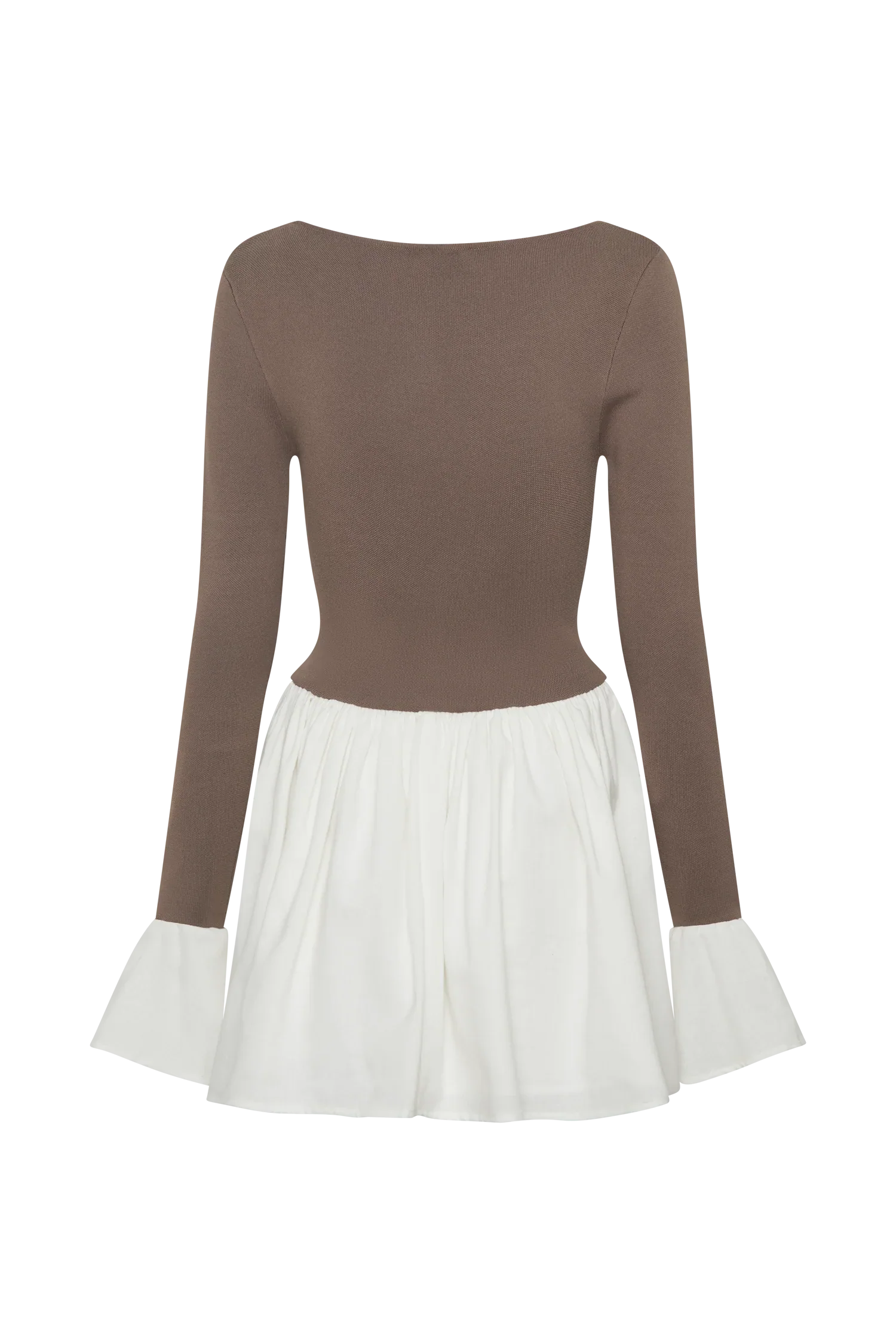 Sansa Knit And Linen Mini Dress - Smoke & Ivory