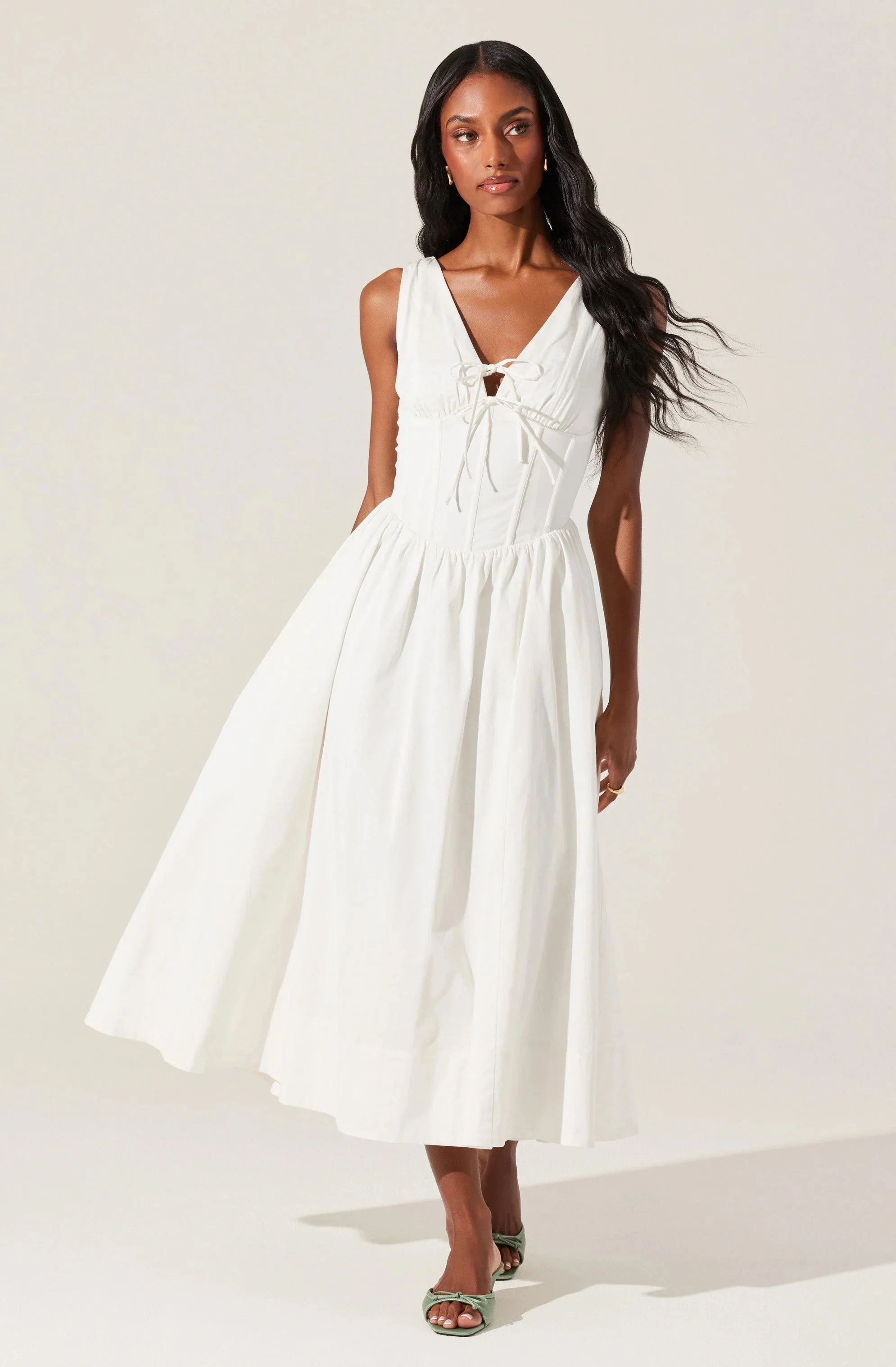 Maili Corset Poplin Midi Dress