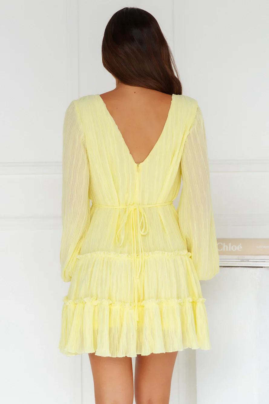 Indira Long Sleeve Mini Dress Yellow