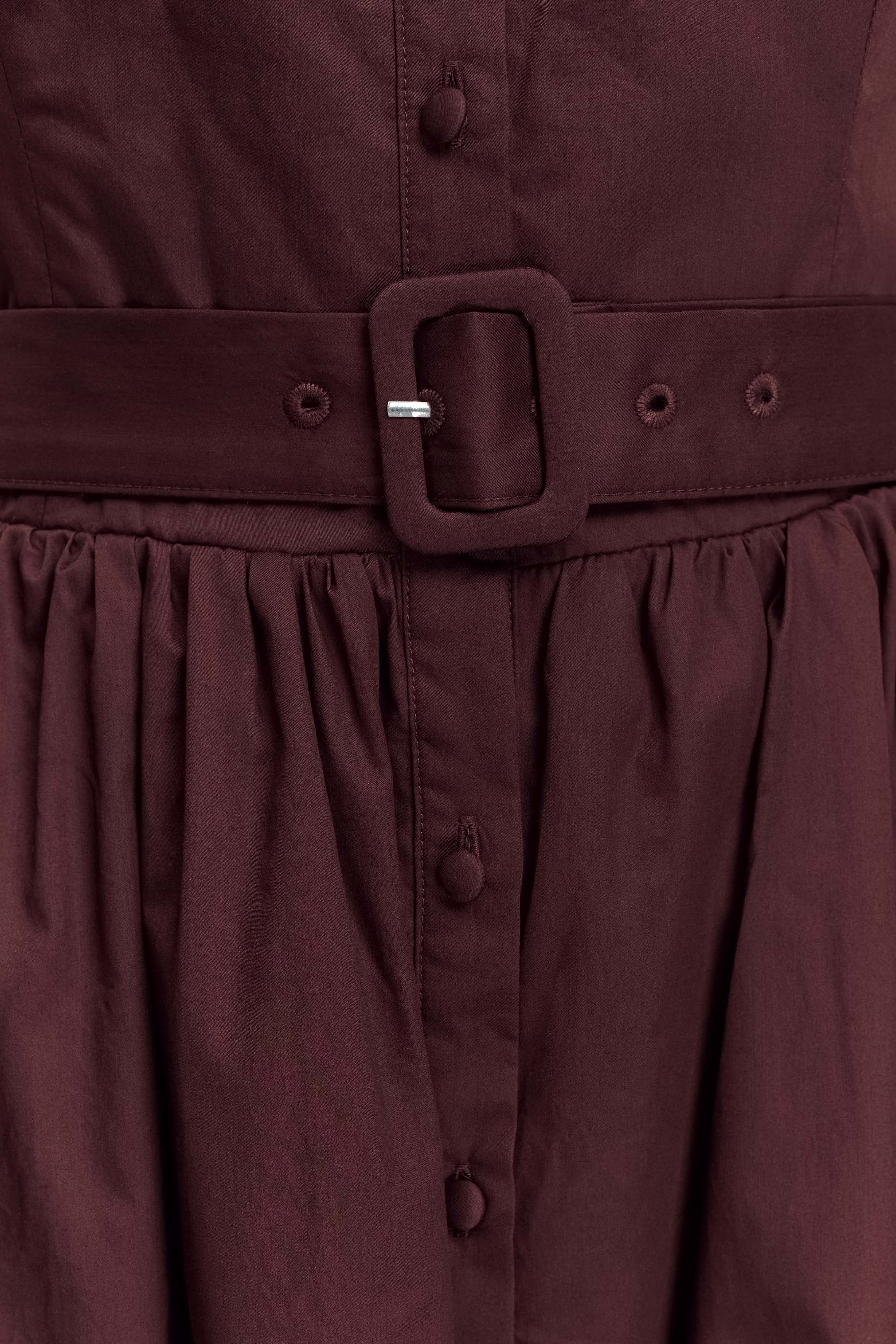 Cindy Collared Midi Dress - Chocolate