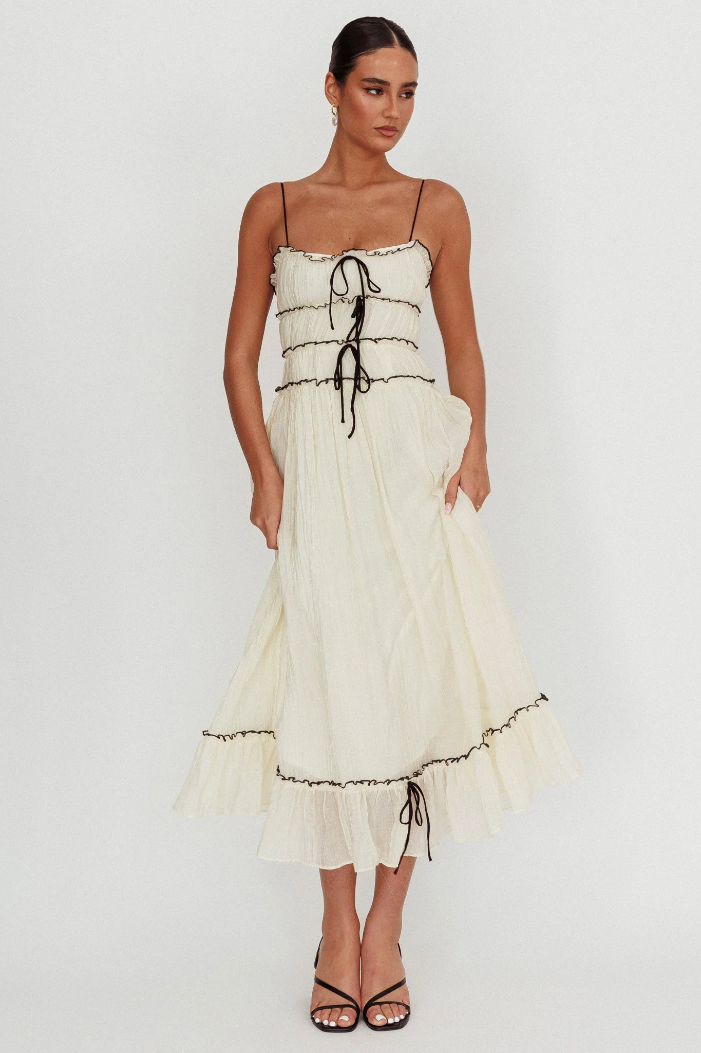 Maidens Tie Accent Maxi Dress Cream
