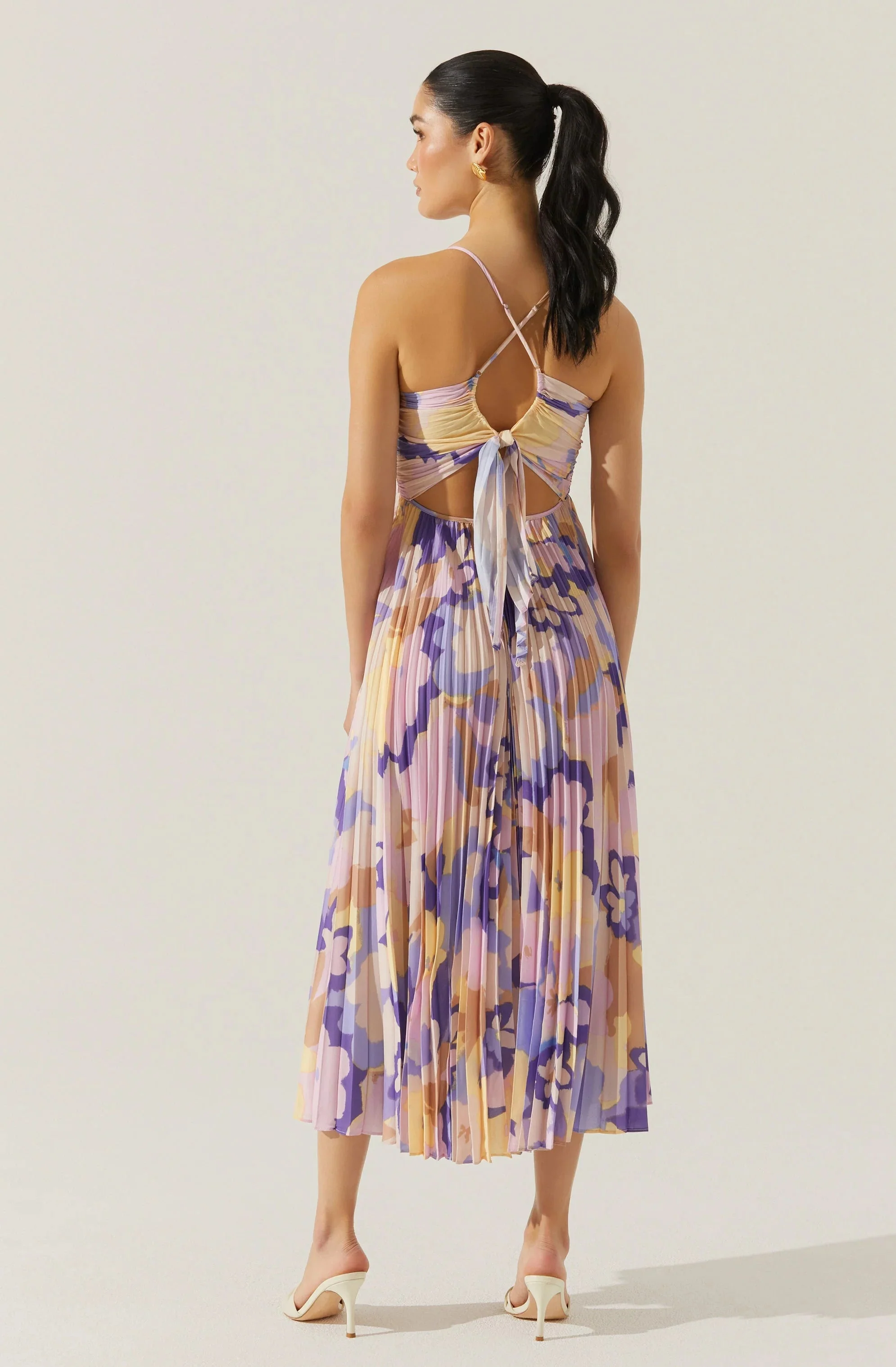 Blythe Floral Plisse Midi Dress