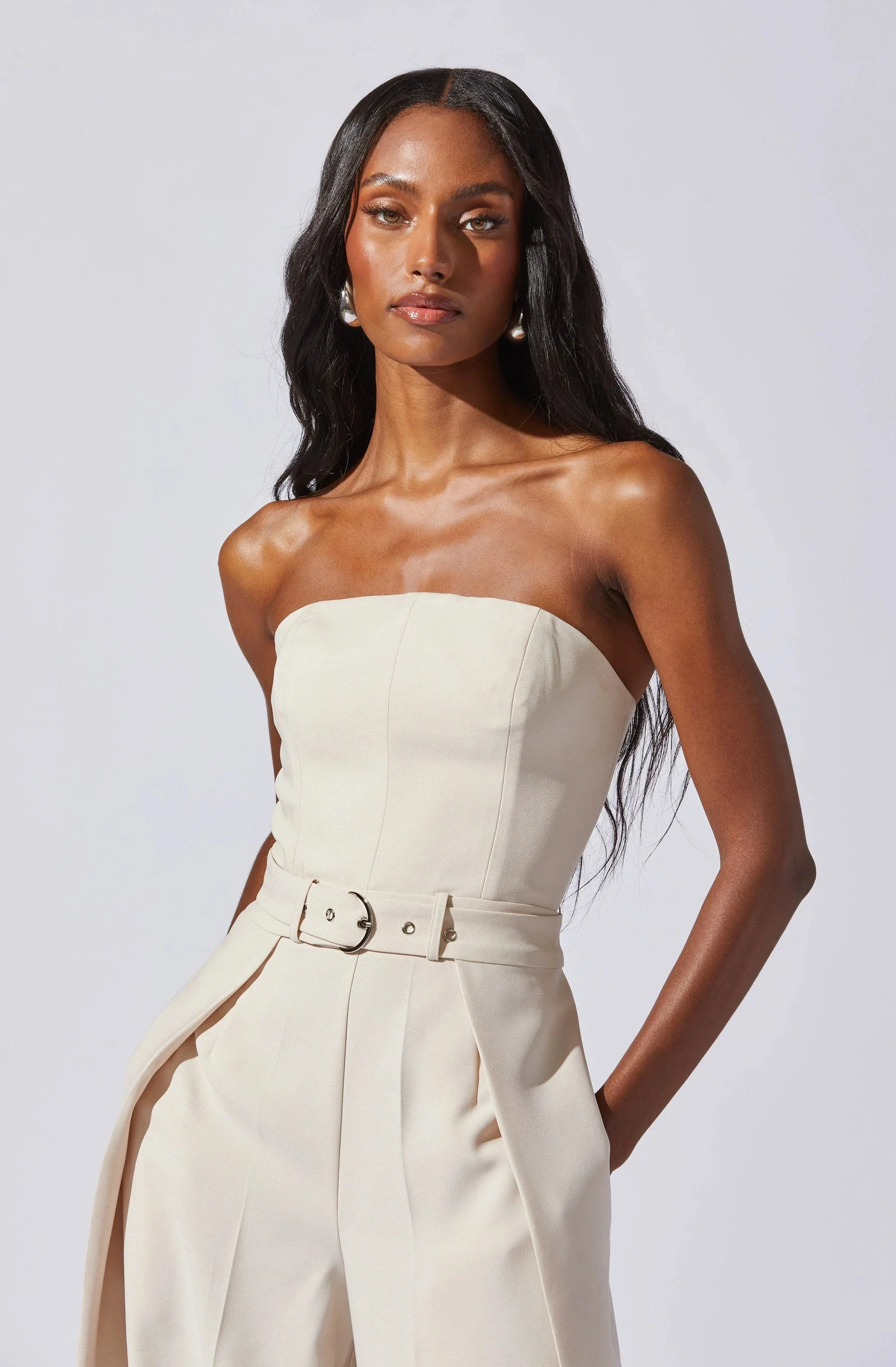 Bryony Tailored Pleat Belted Jumpsuit