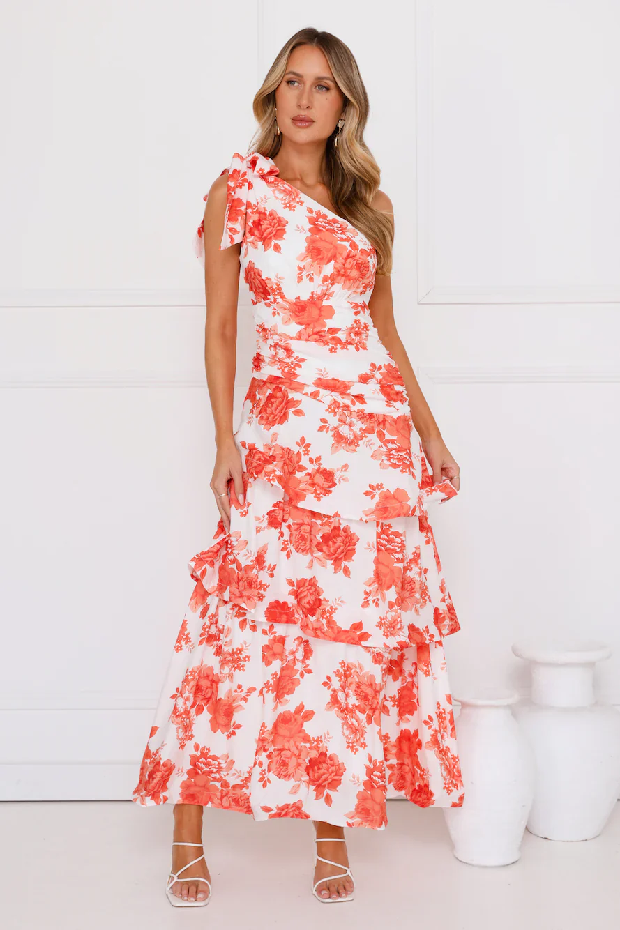 Kehlani One Shoulder Maxi Dress Orange