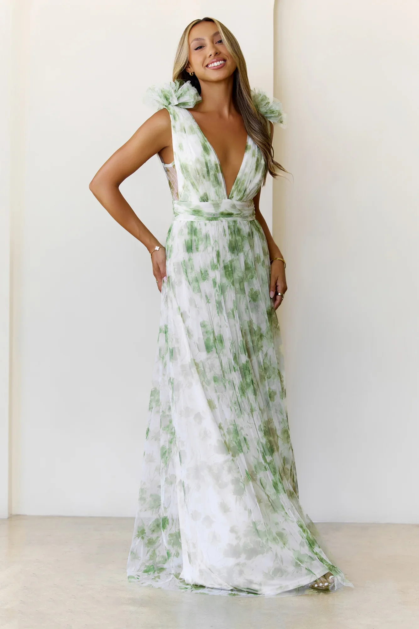 Hazy Horizons Maxi Dress Green