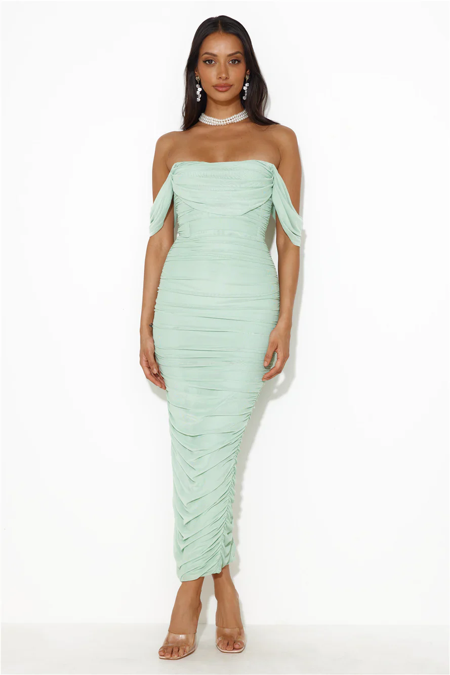 It's Pretty Mesh Maxi Dress Sage