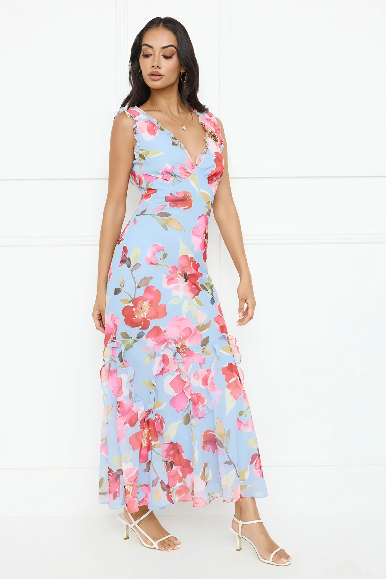 Hibiscus Heat Maxi Dress Blue